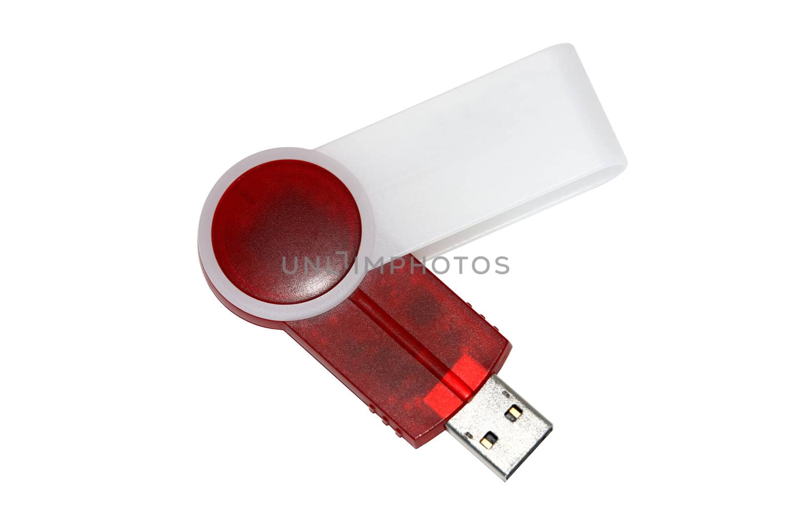 Close view of a memory stick isolated on a white background
