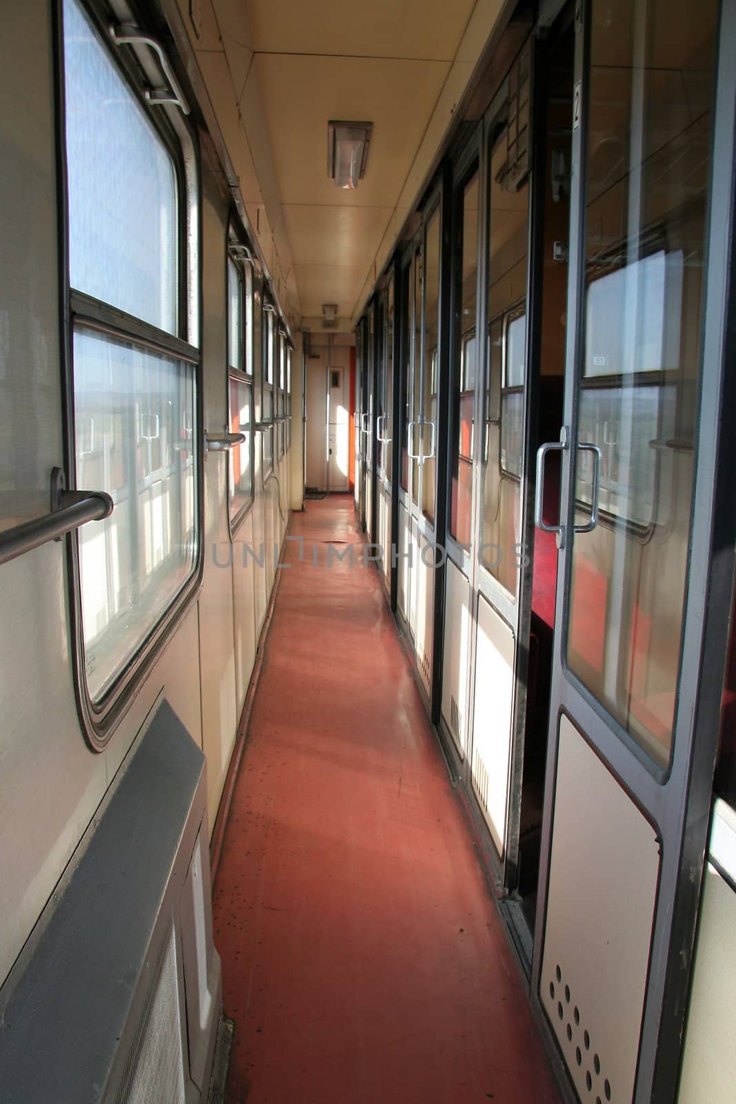 travelling in an older train, several compartments, Slovakia