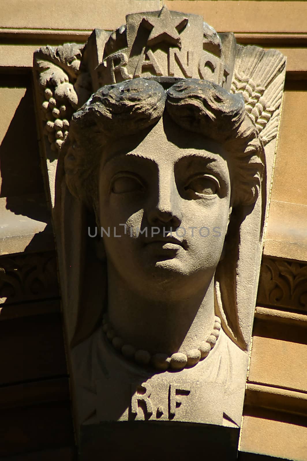 sculpture of an young woman, head detail, photo taken in Sydney