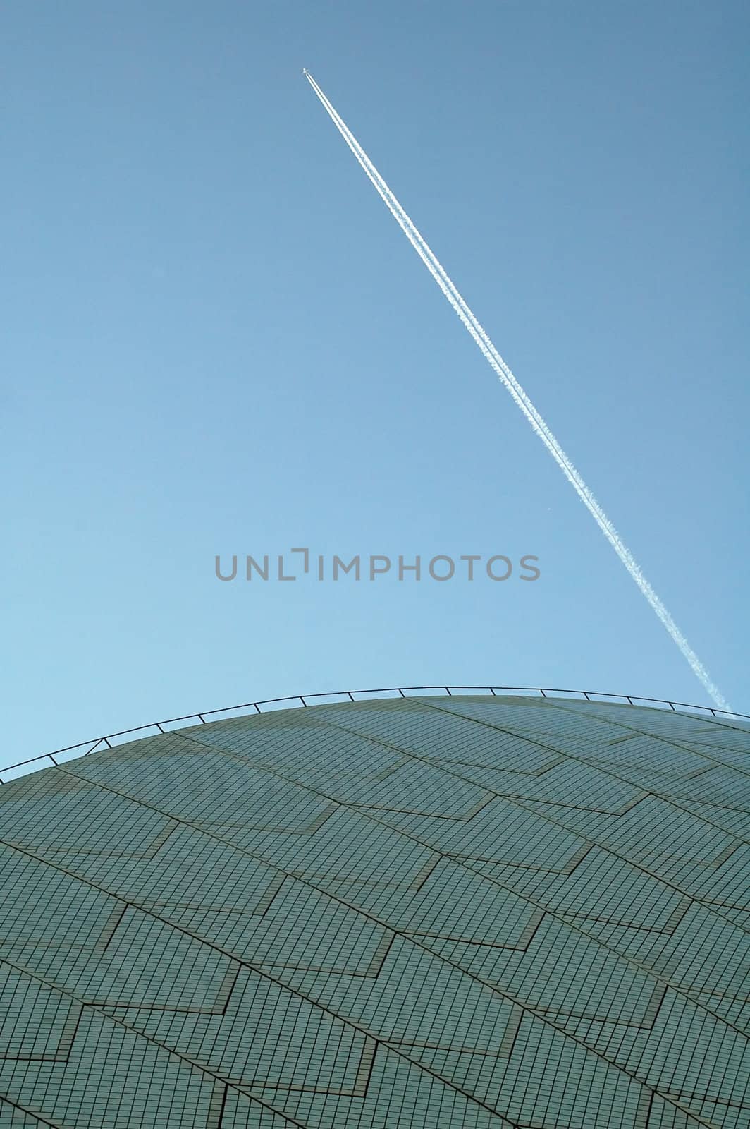 jet flying over opera house in sydney, abstract photo