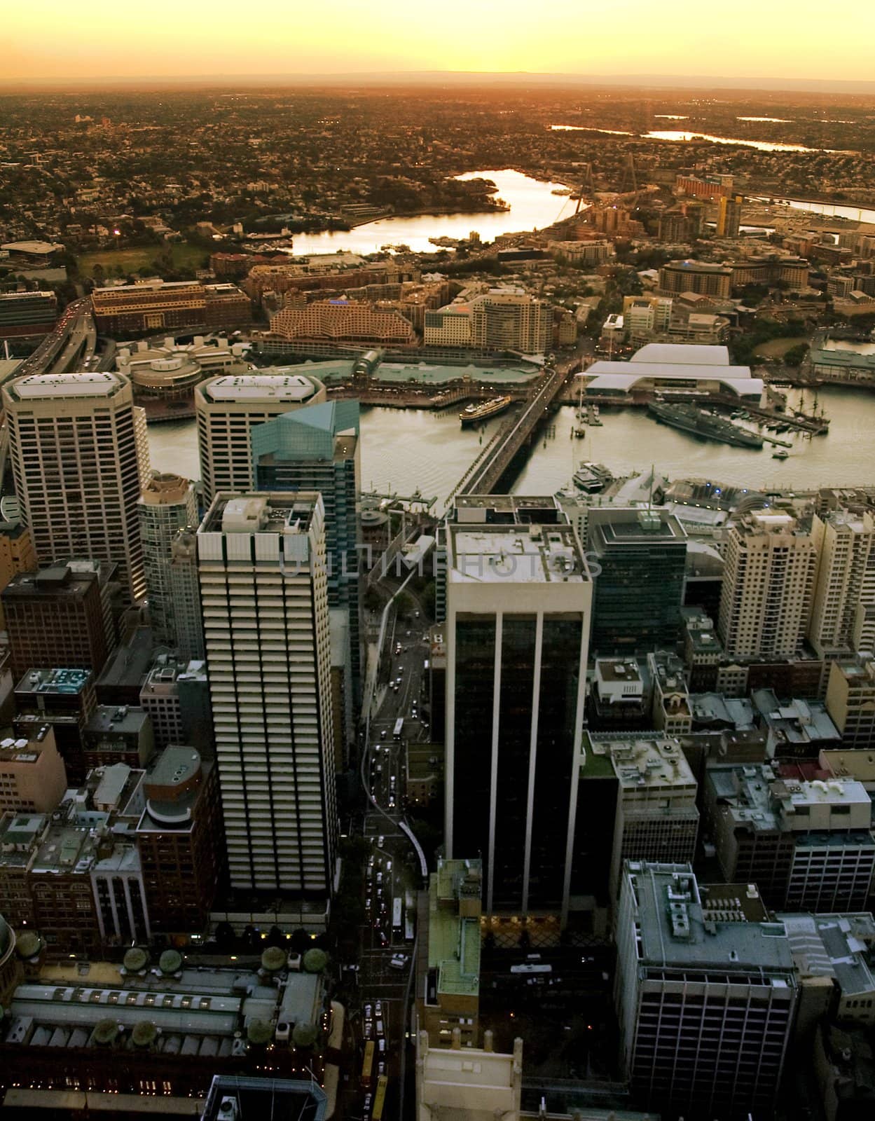 Darling Harbour in Sydney, photo taken from Sydney tower