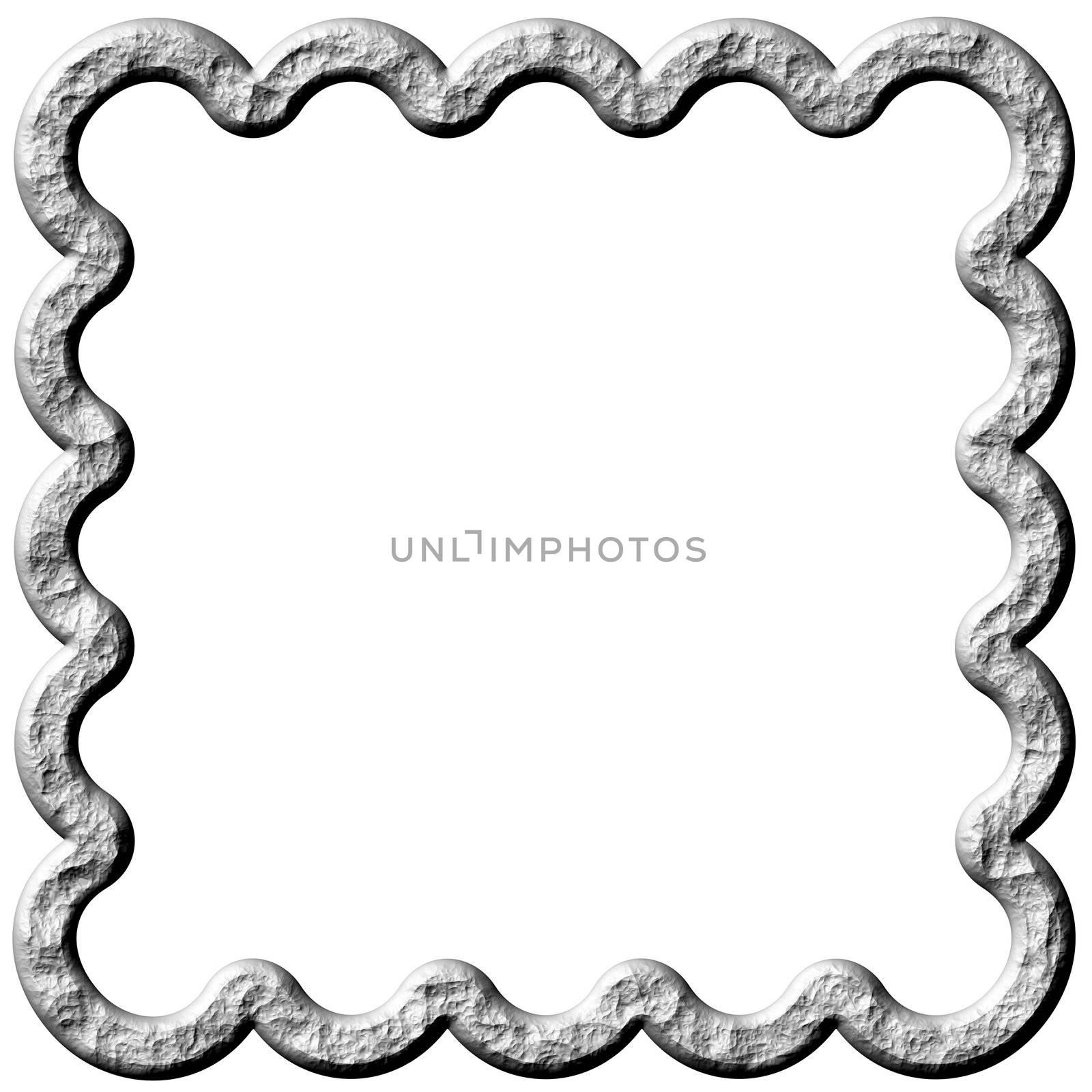 3d abstract stone frame isolated in white