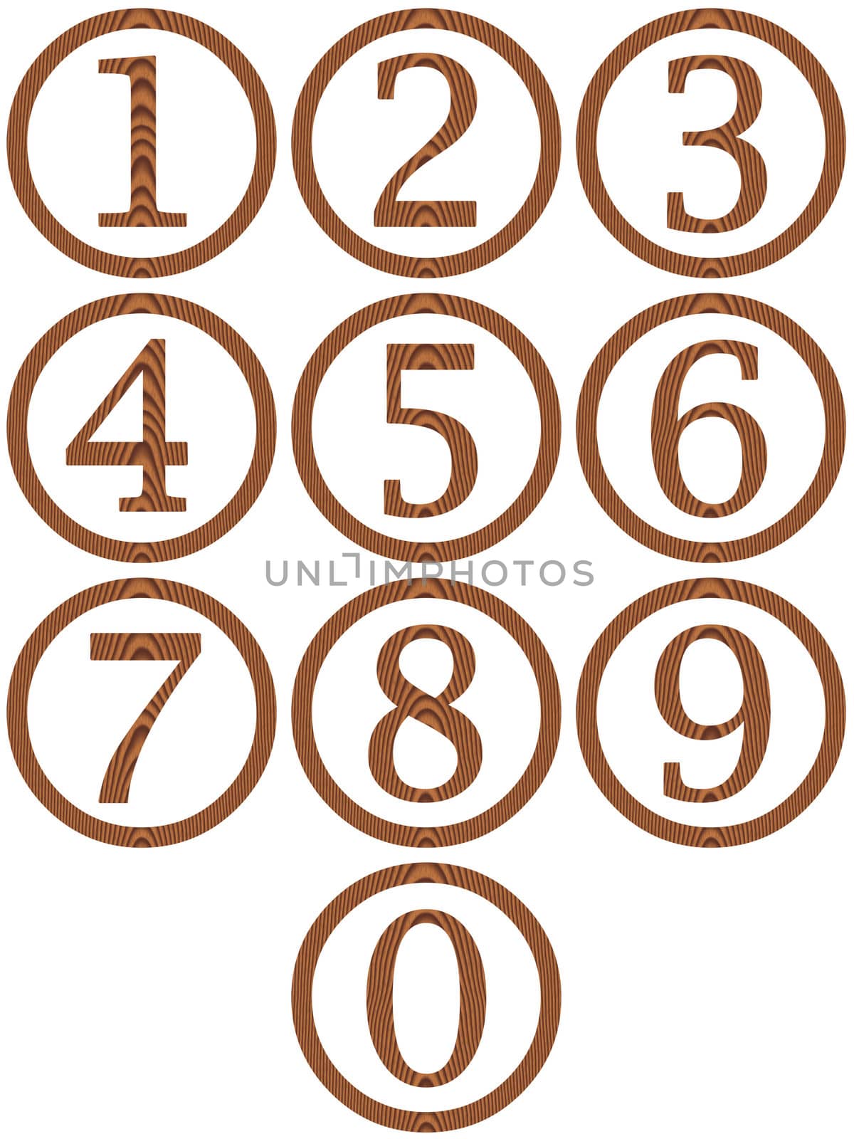 Wooden framed numbers isolated in white