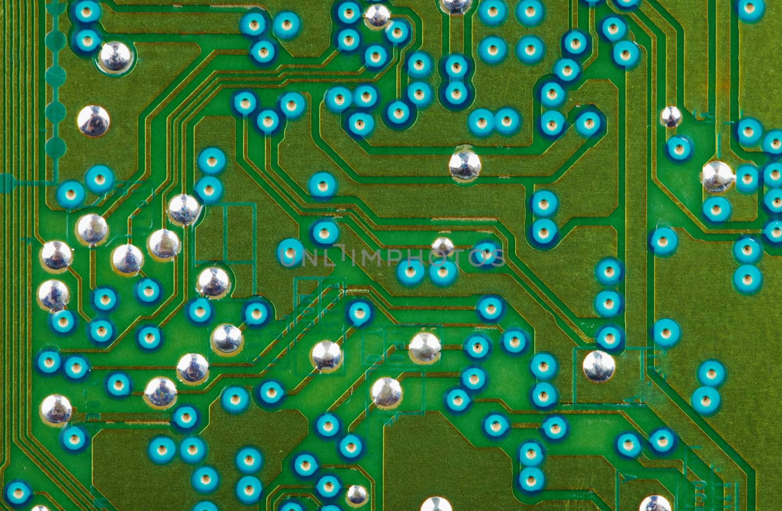 Electronic circuit close-up - technological background by pzaxe