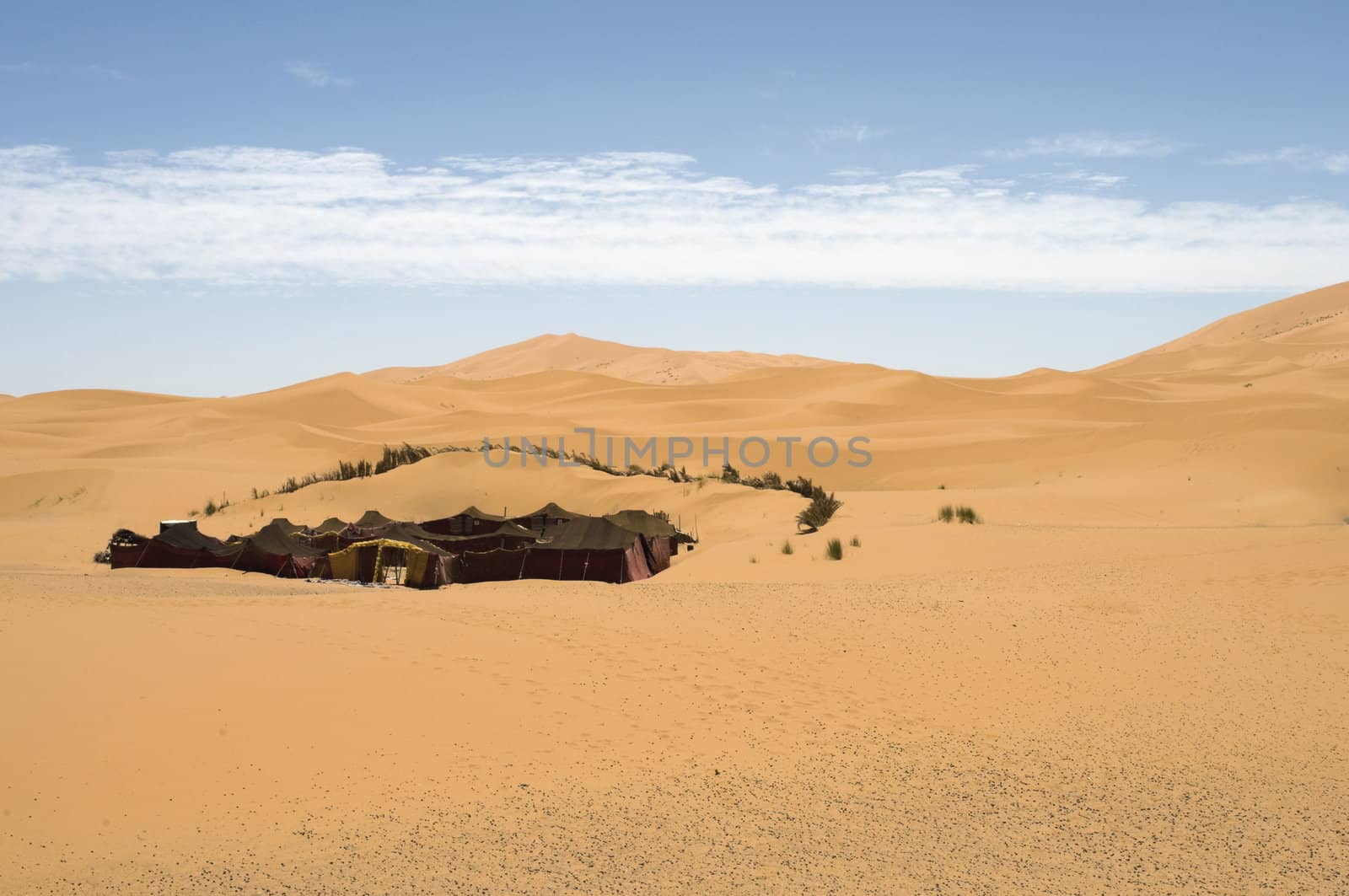 Berber tent in the dunes of the Sahara desert. Best of Morocco.