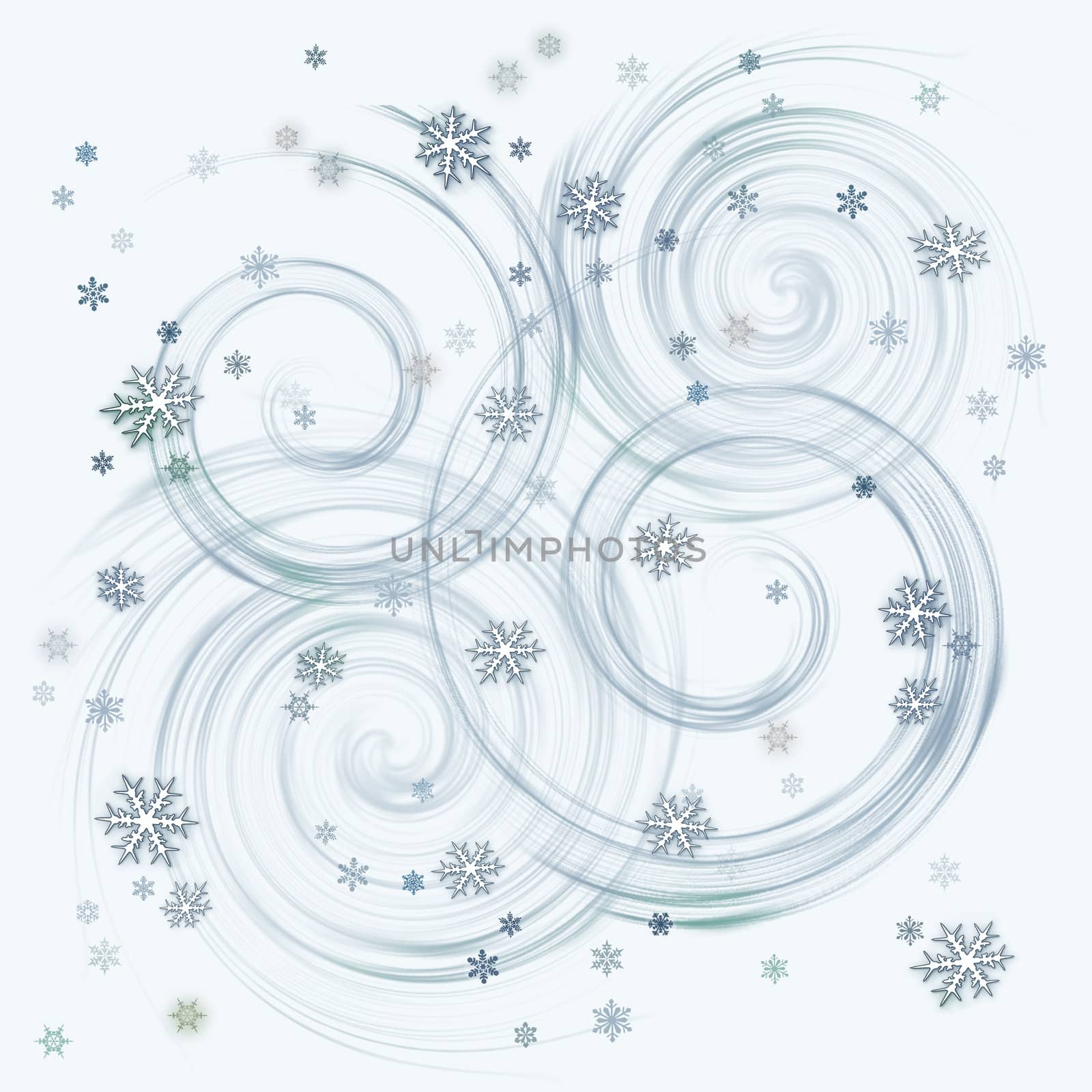 Abstract with white snow flakes against blue background