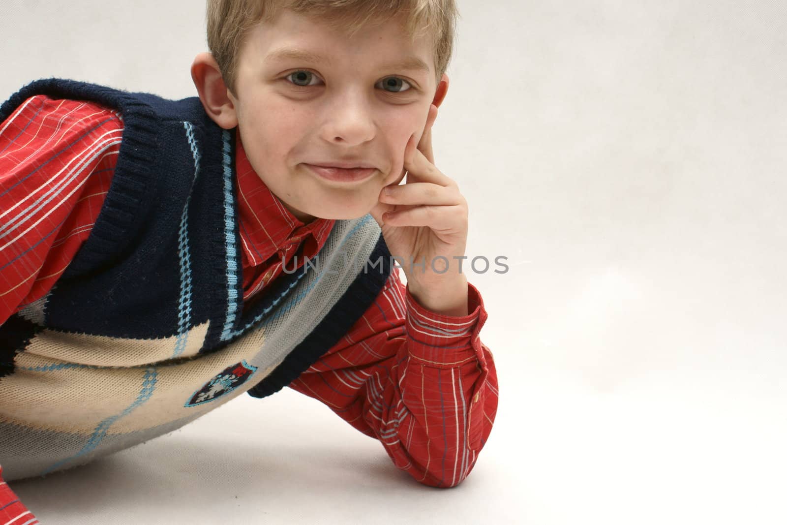 Young boy in white background