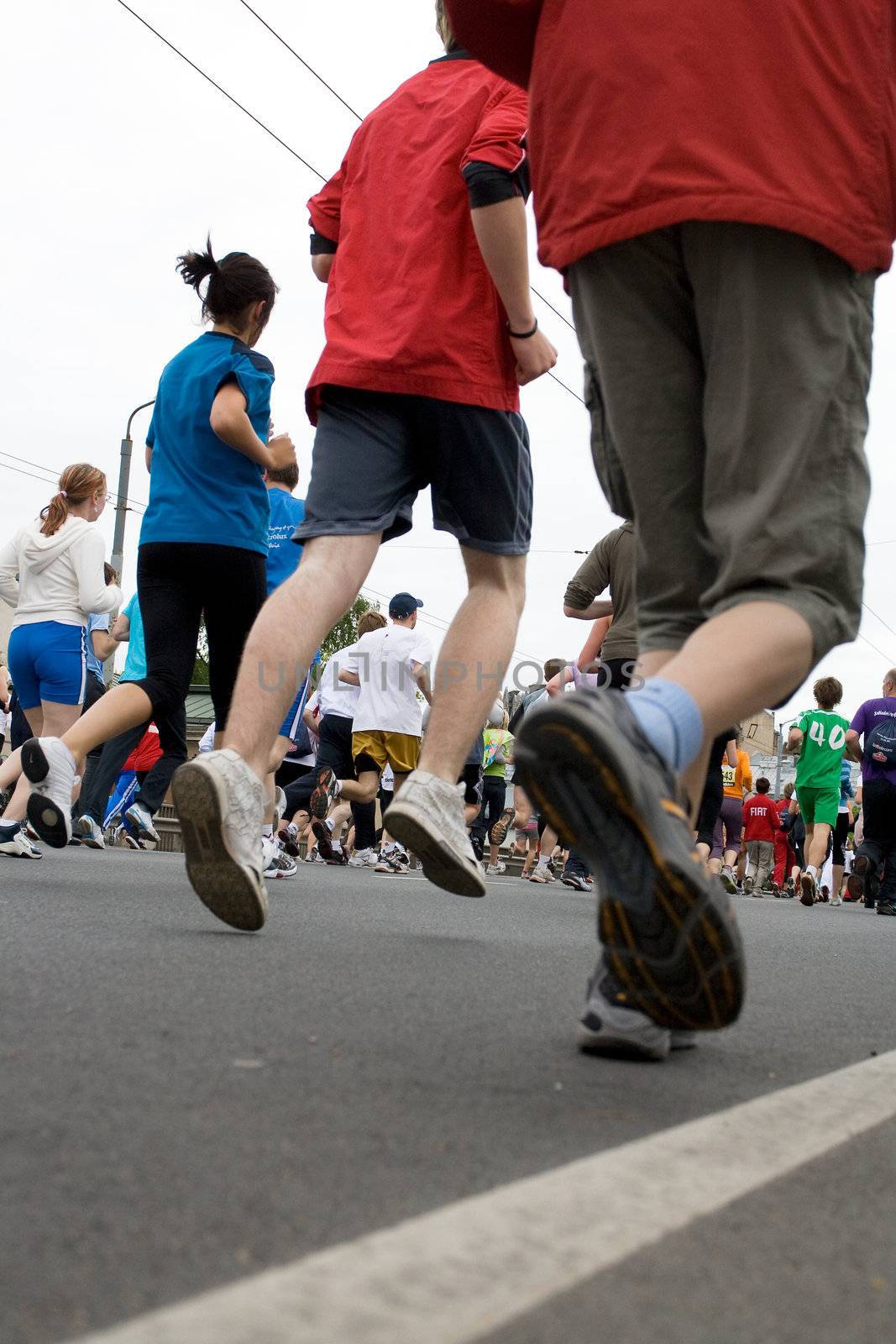 RIGA, LATVIA, MAY 17, 2009: Marathon runners start the Riga International Marathon on May 17