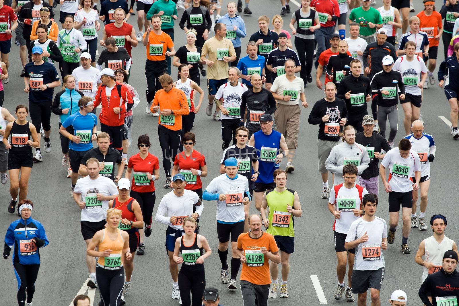 RIGA, LATVIA, MAY 17, 2009: Marathon runners start the Riga International Marathon on May 17