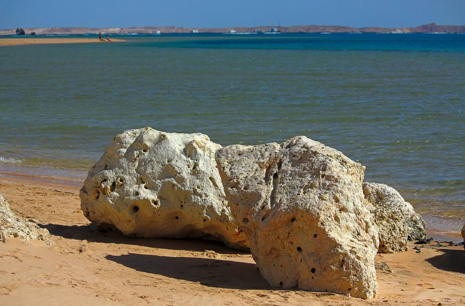 View of the large rocks on the Red Sea, Egypt.