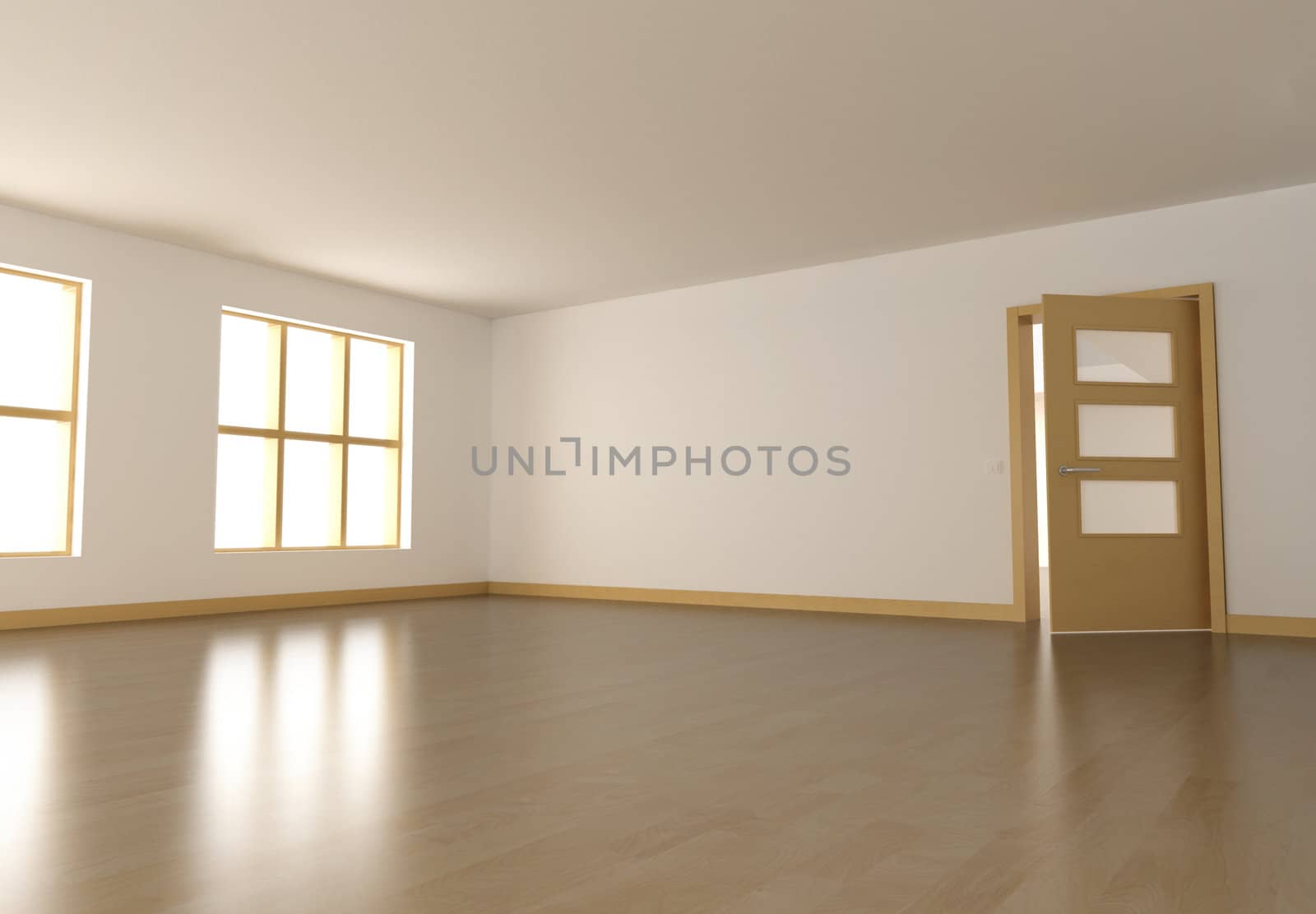 Empty interior. 3D render.