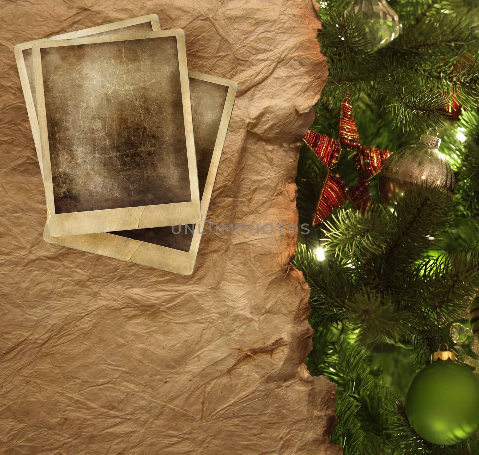 Old parchment paper with Christmas background