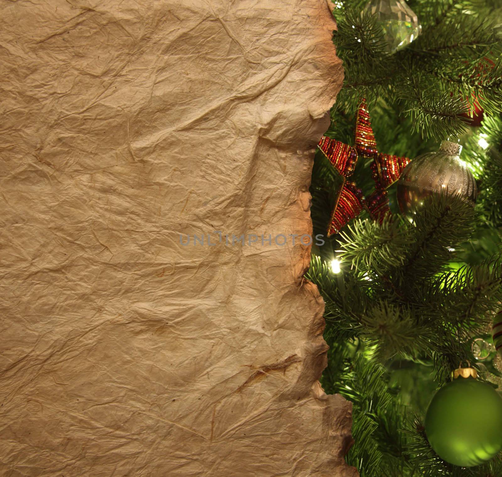 Parchment paper with Christmas background by Sandralise