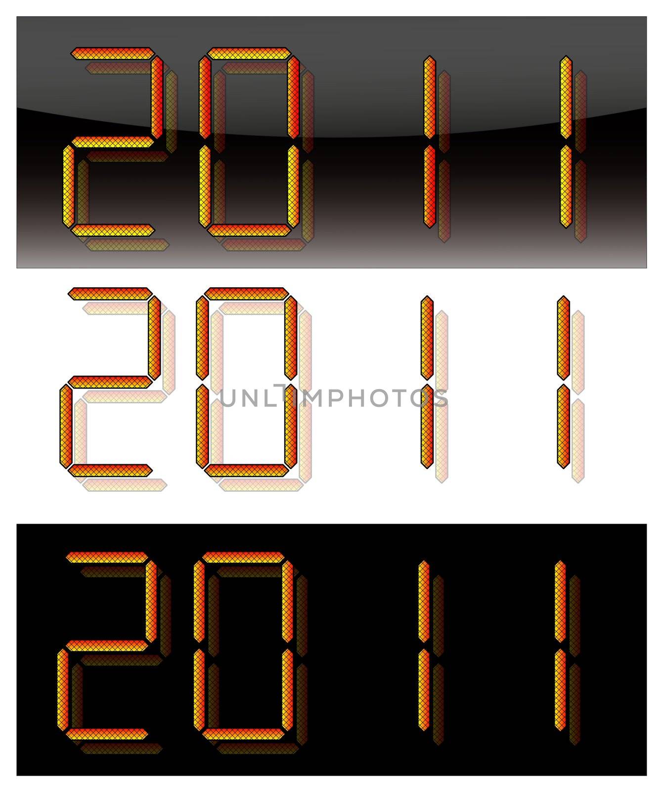 Logo 2011, digital numbers on a various backgrounds