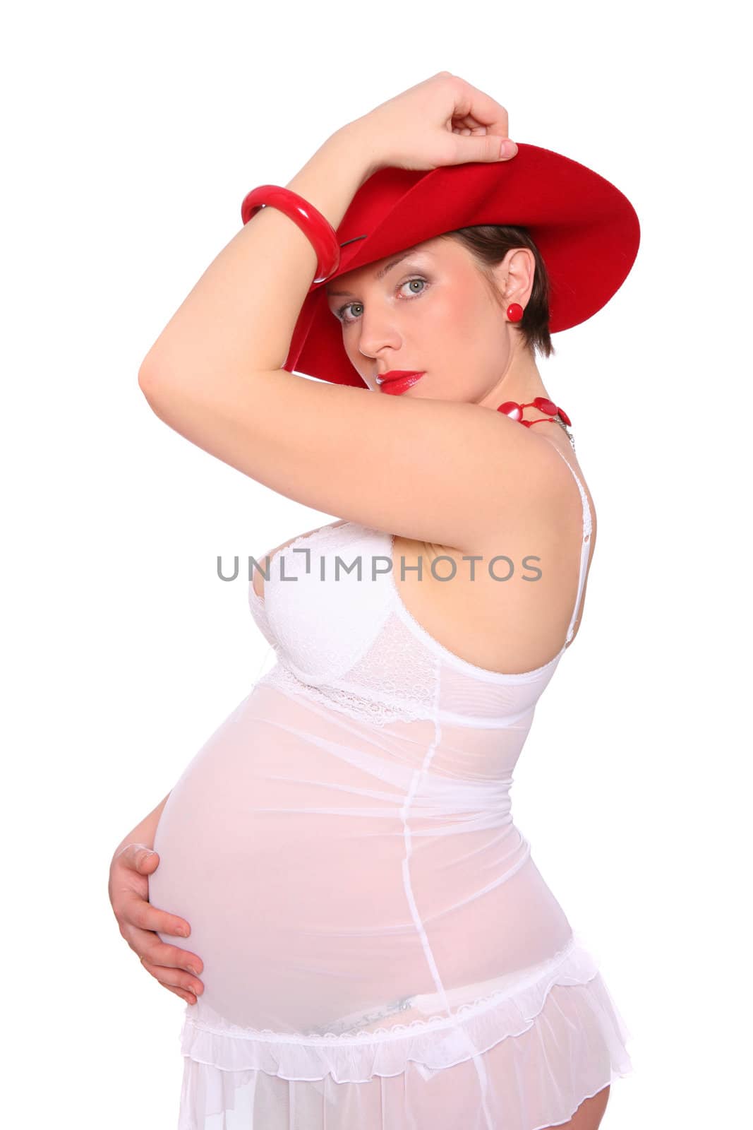 Pregnant woman in red hat by Elena_Vyacheslavovna