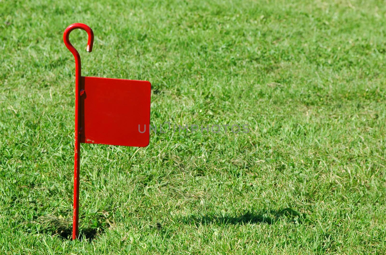 red flag on rough putting lawn