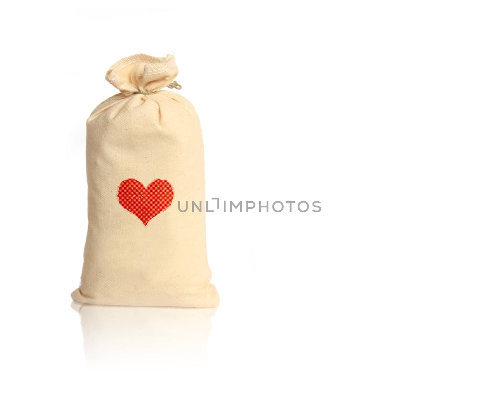 Sack with red heart