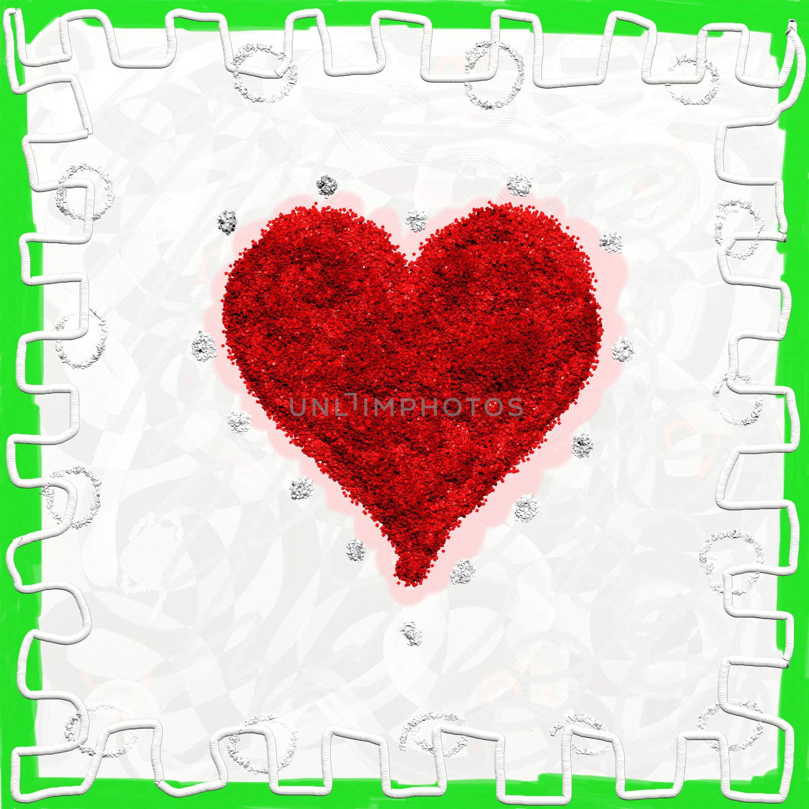 Valentine card, hearts red