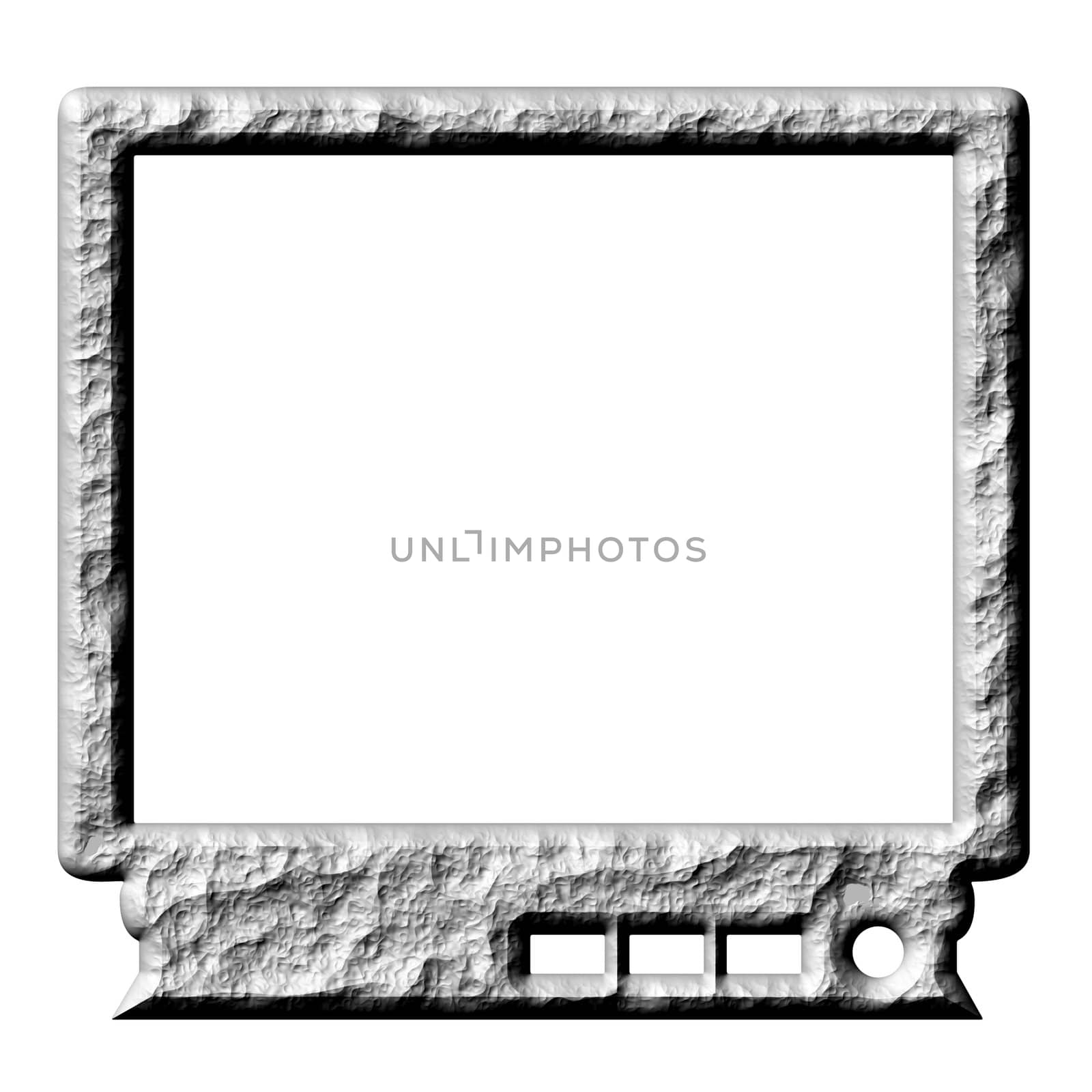 3d stone television isolated in white