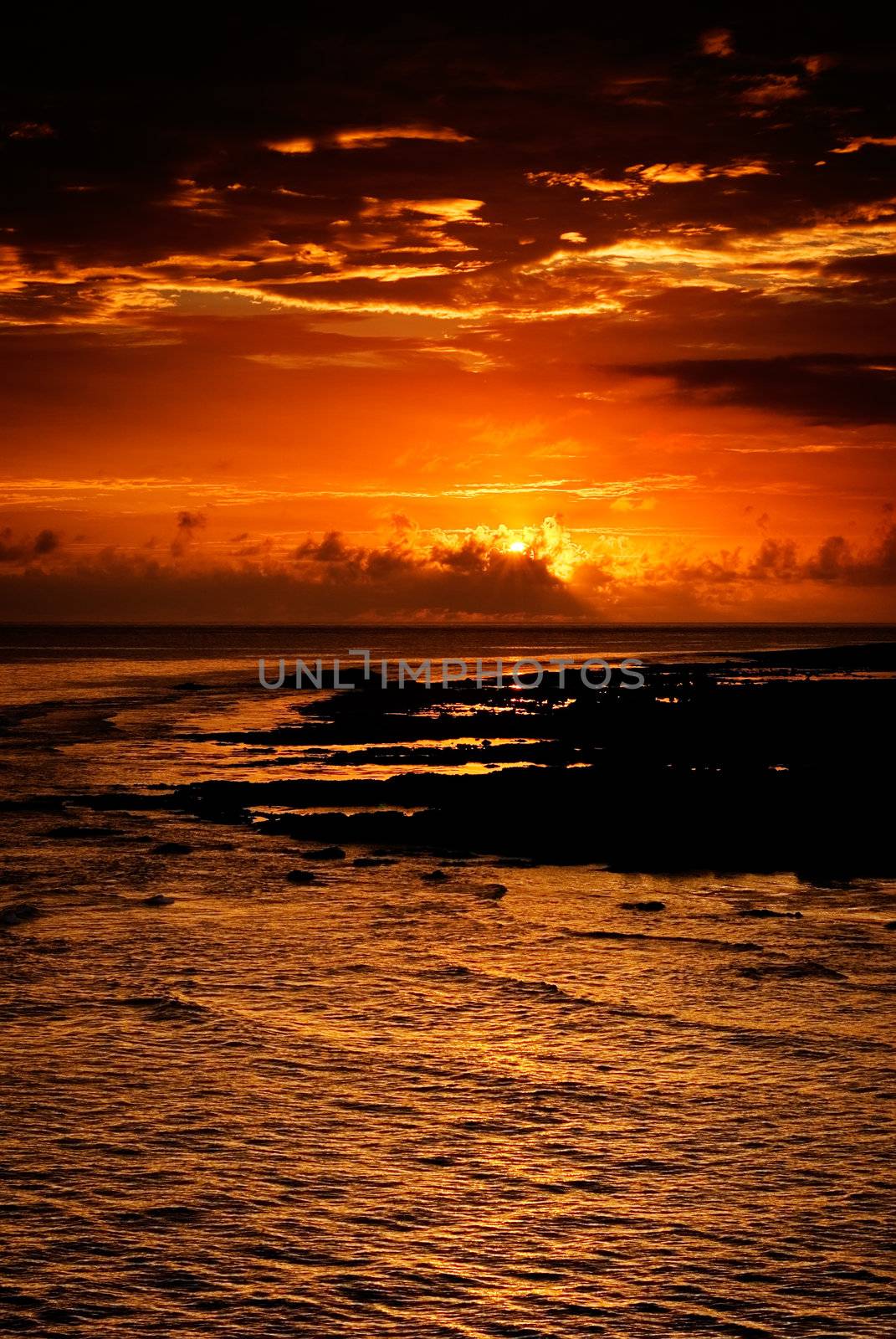 beautiful sunset in the ocean by elwynn