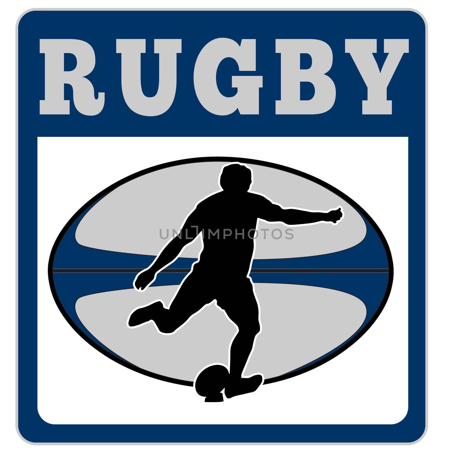 rugby player kicking ball by patrimonio