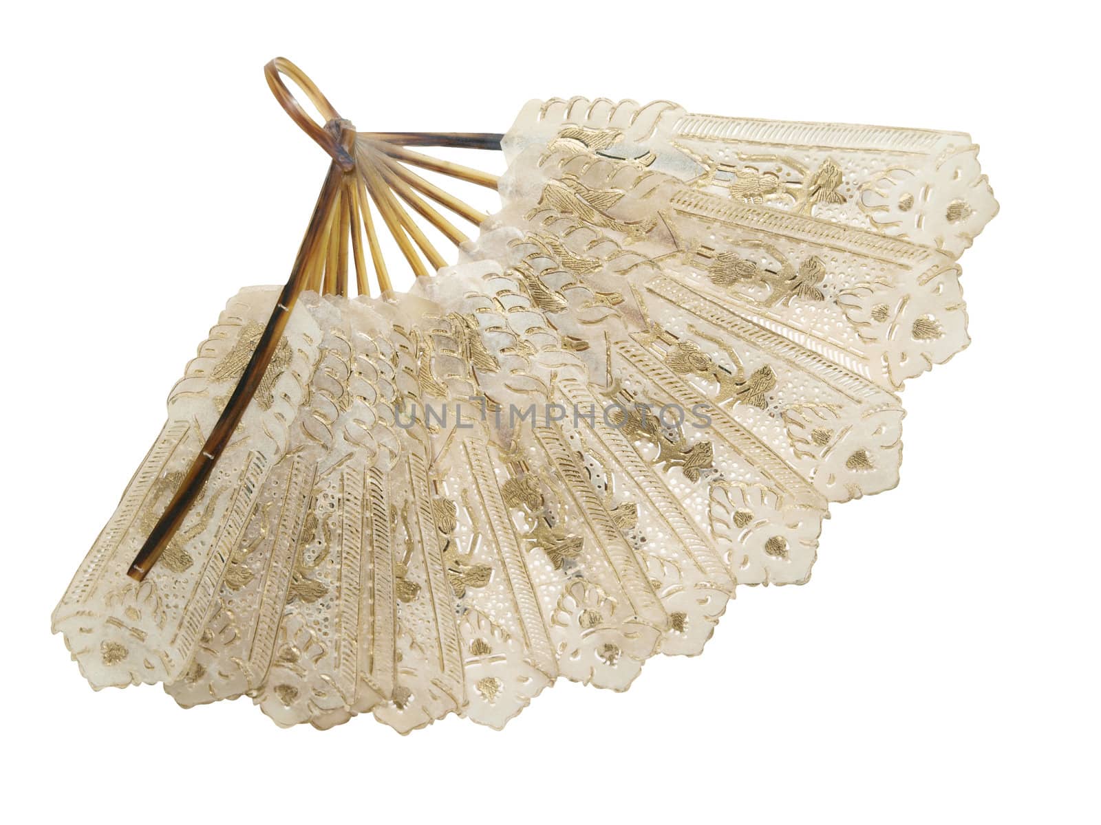 Antique fan isolated with clipping path          