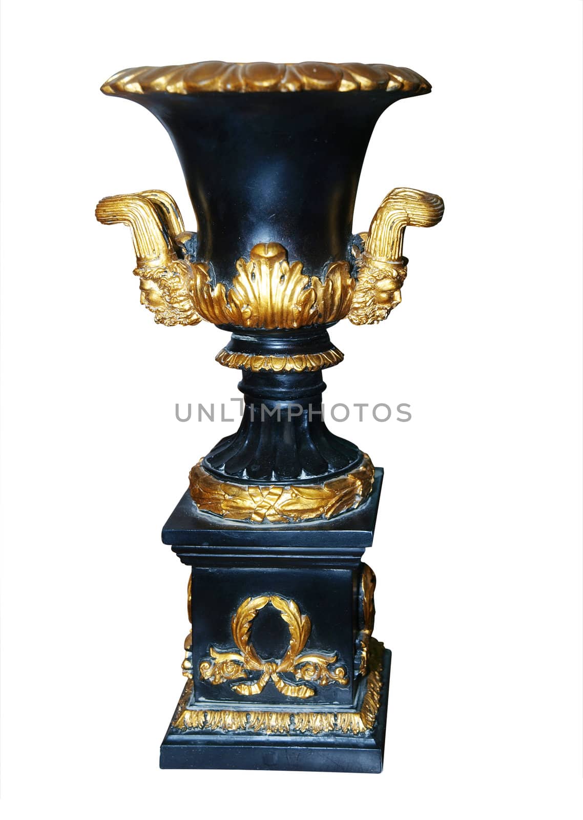 Antique Gold and Blue Vase isolated with clipping path         