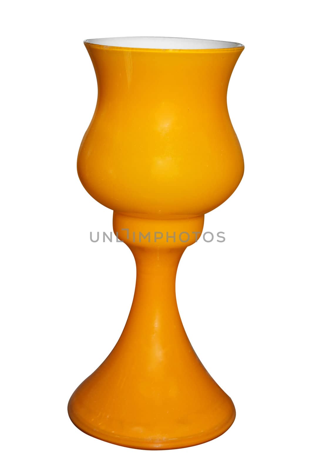 Antique Orange Glass Goblet isolated with clipping path          