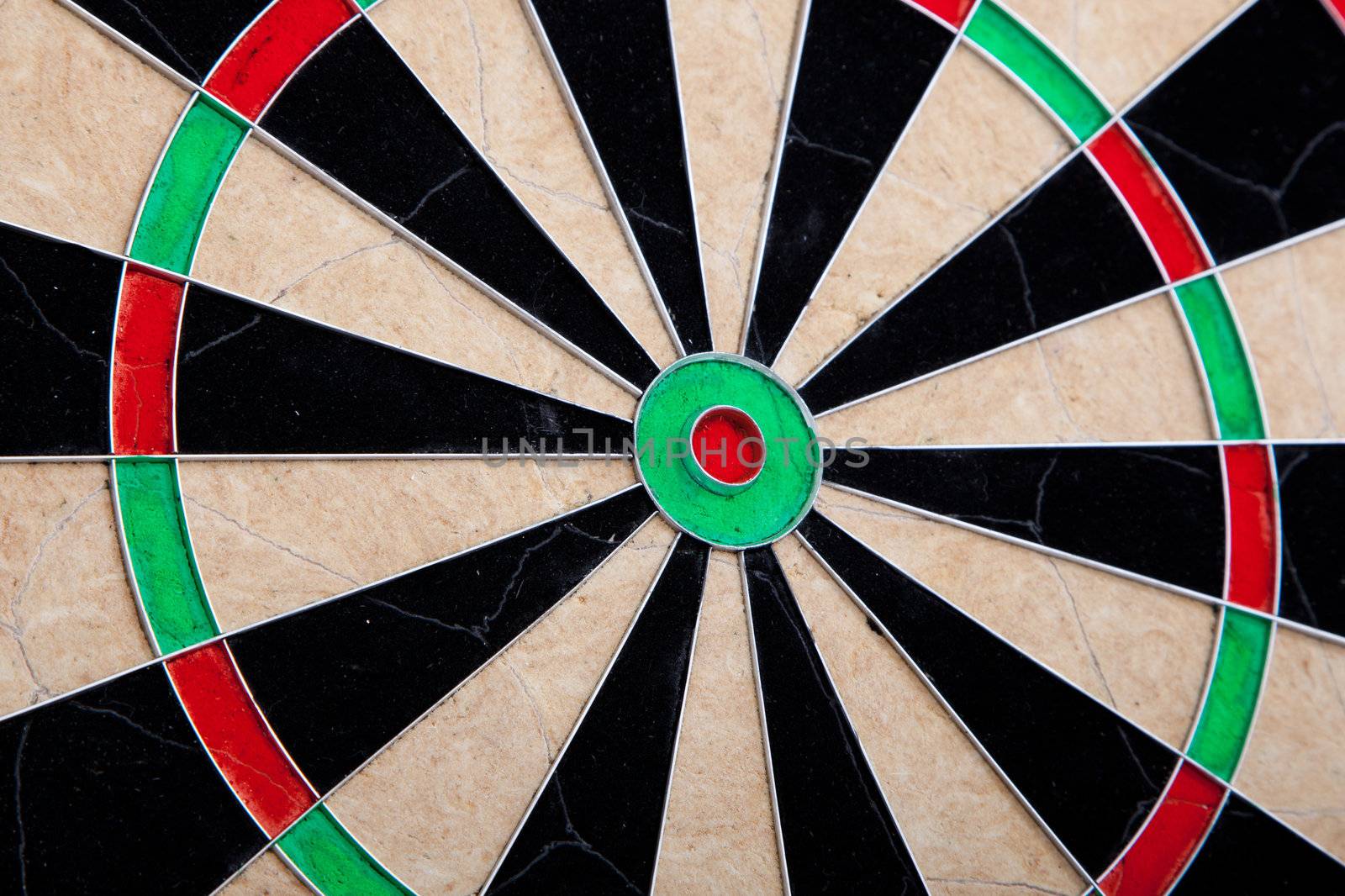 Perspective Image Of Empty Cracked Darts Board 