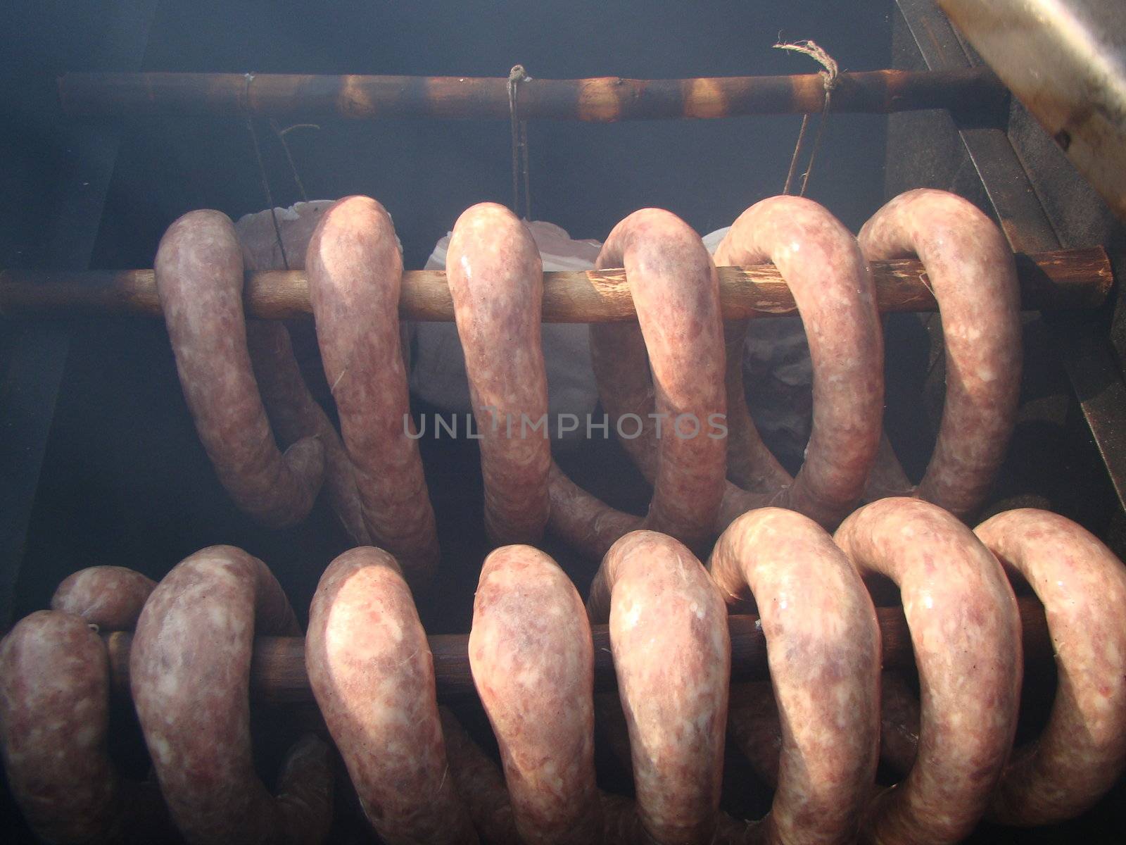 Sausage ready for smoking