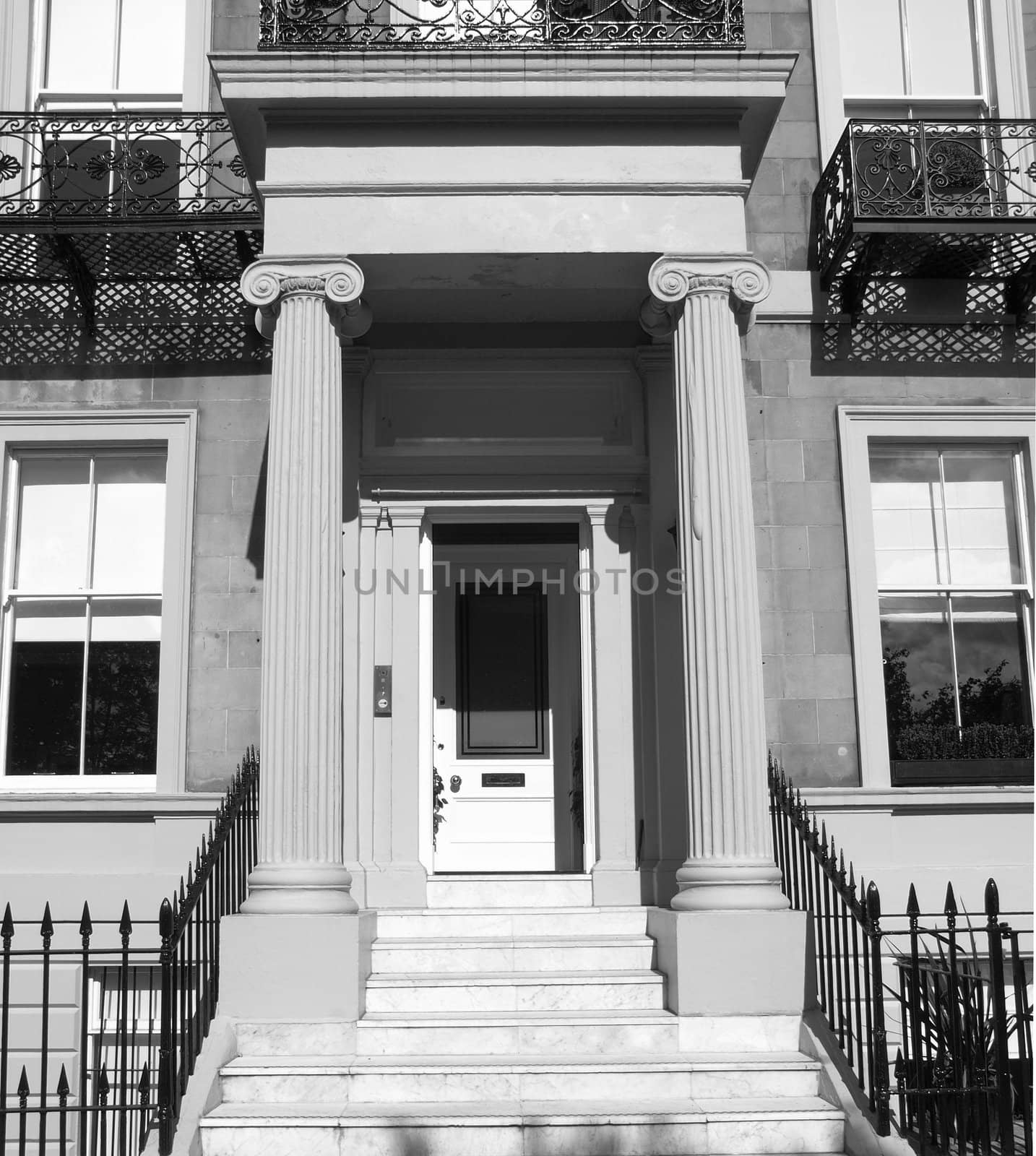 A traditional entrance door of a British house