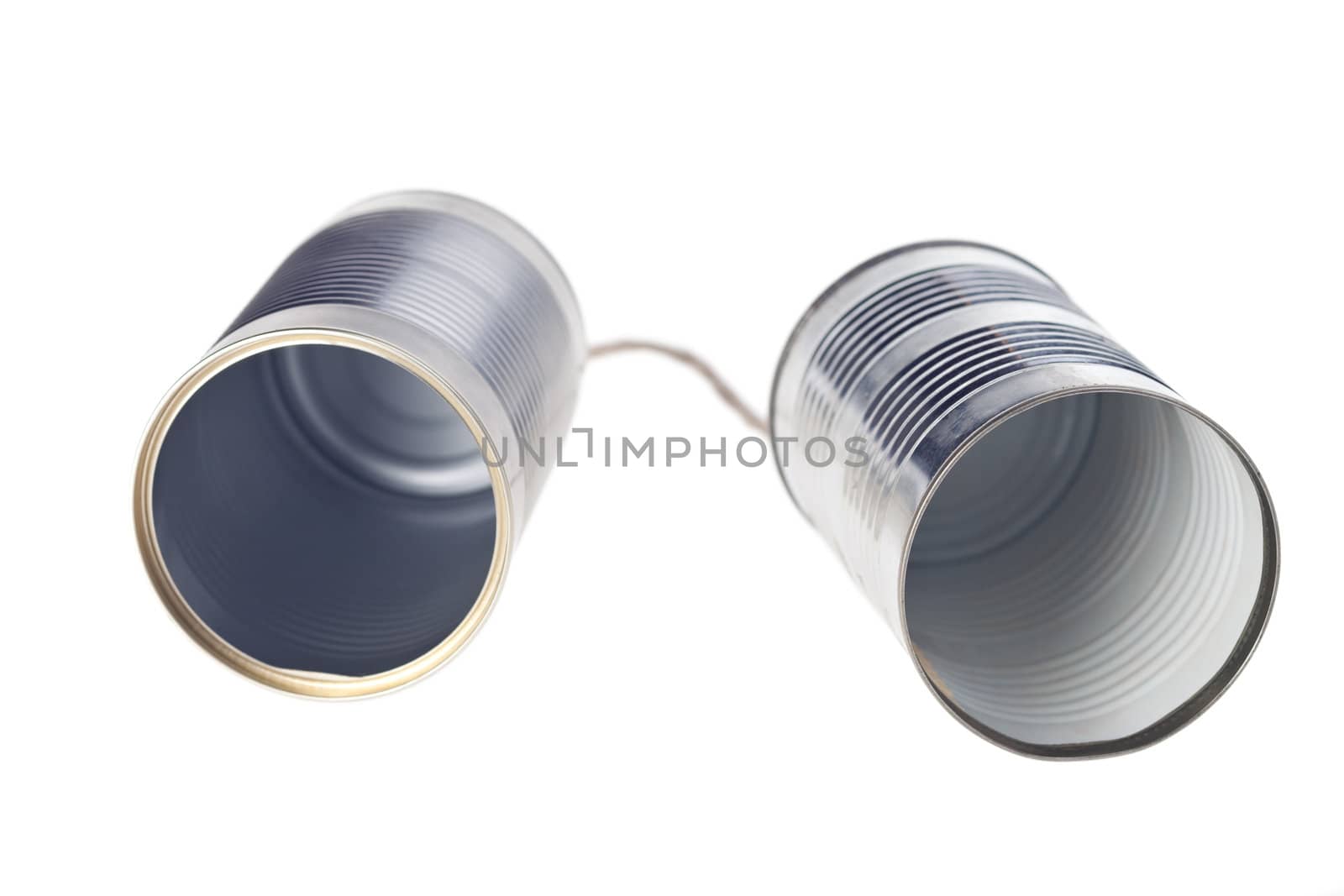tin can telephone isolated on white