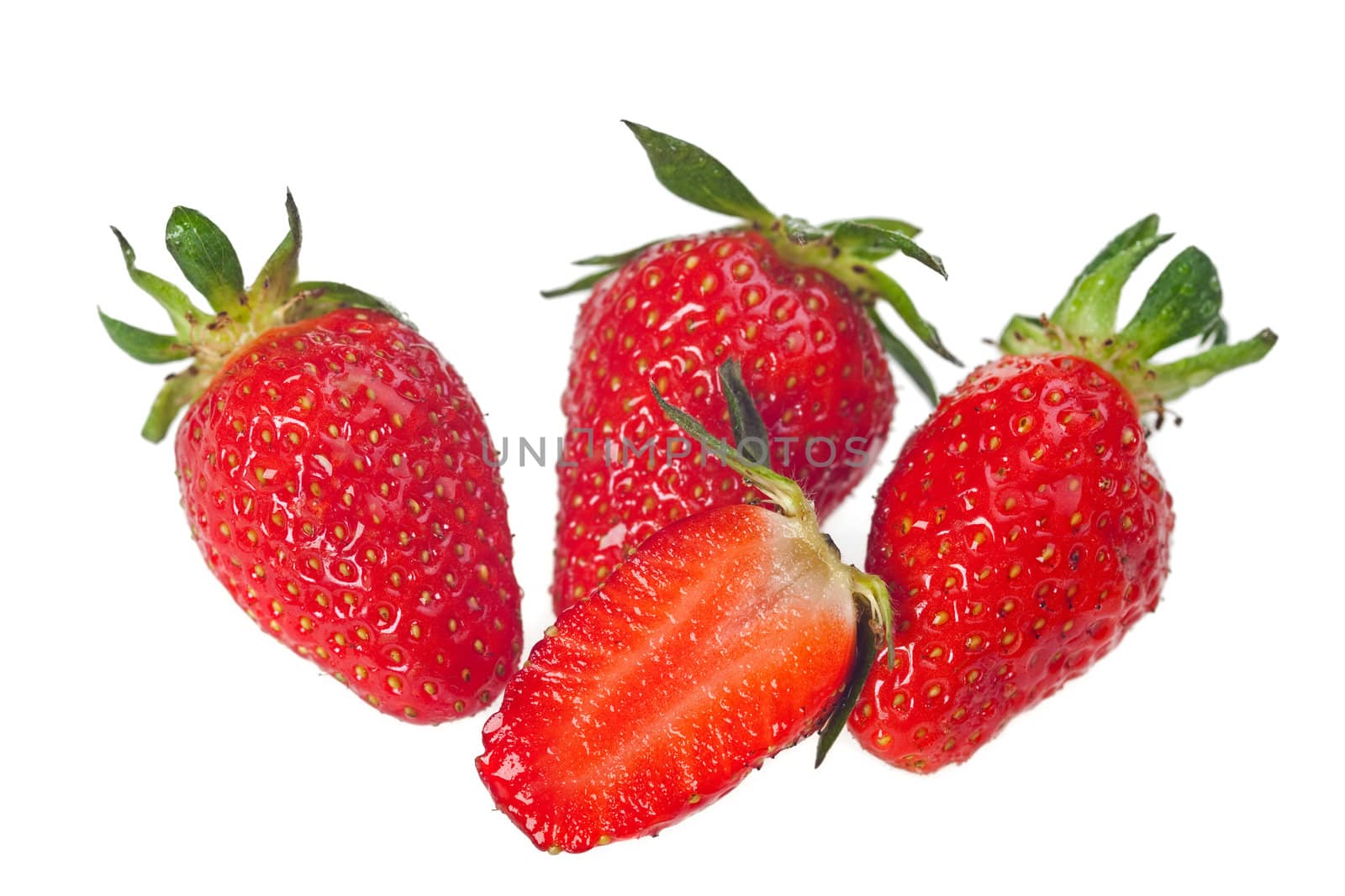 strawberries isolated on a white background by bernjuer