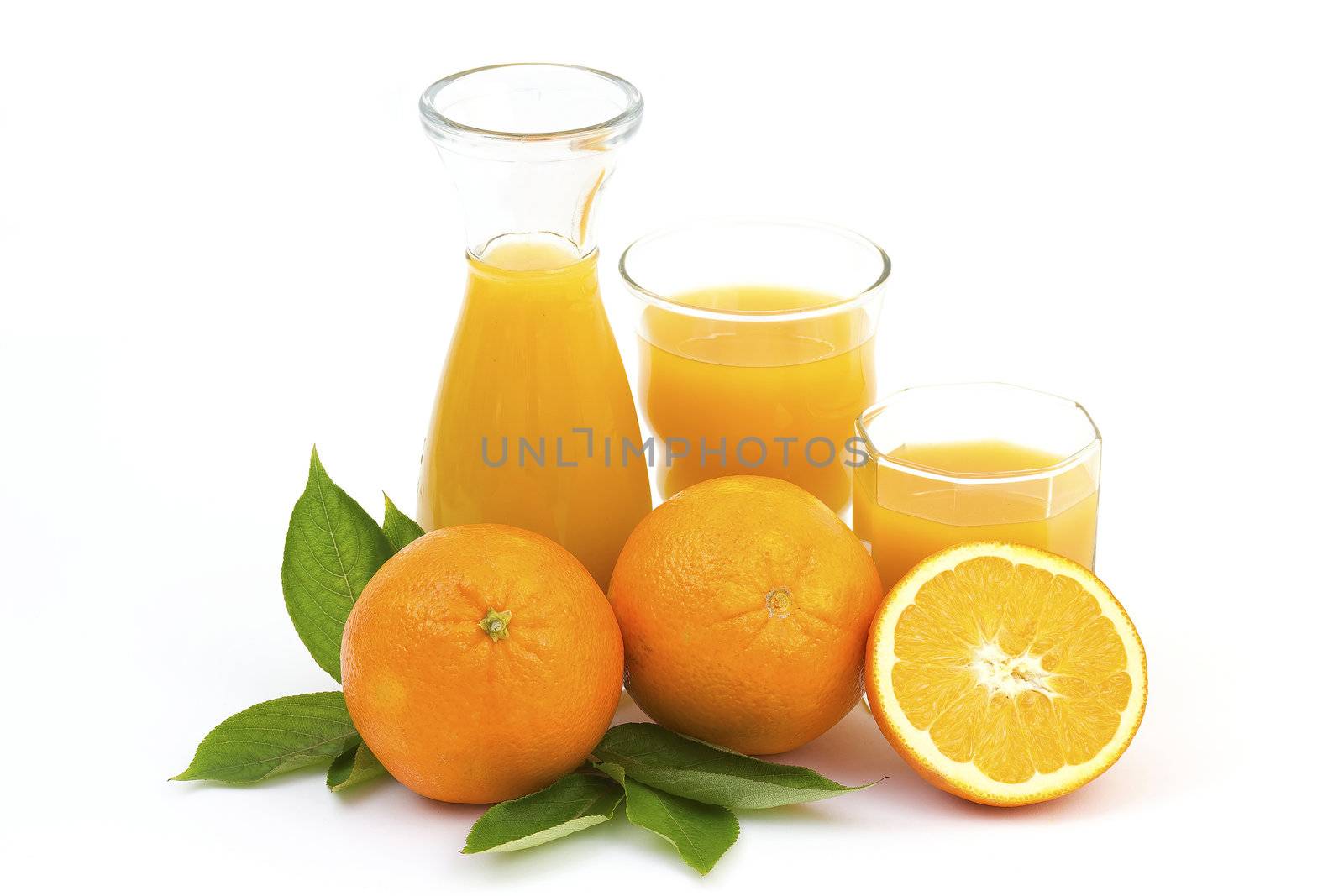 orange juice and some fresh fruits