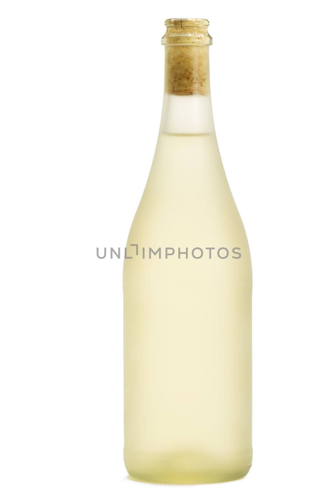 dull prosecco bottle standing on white background