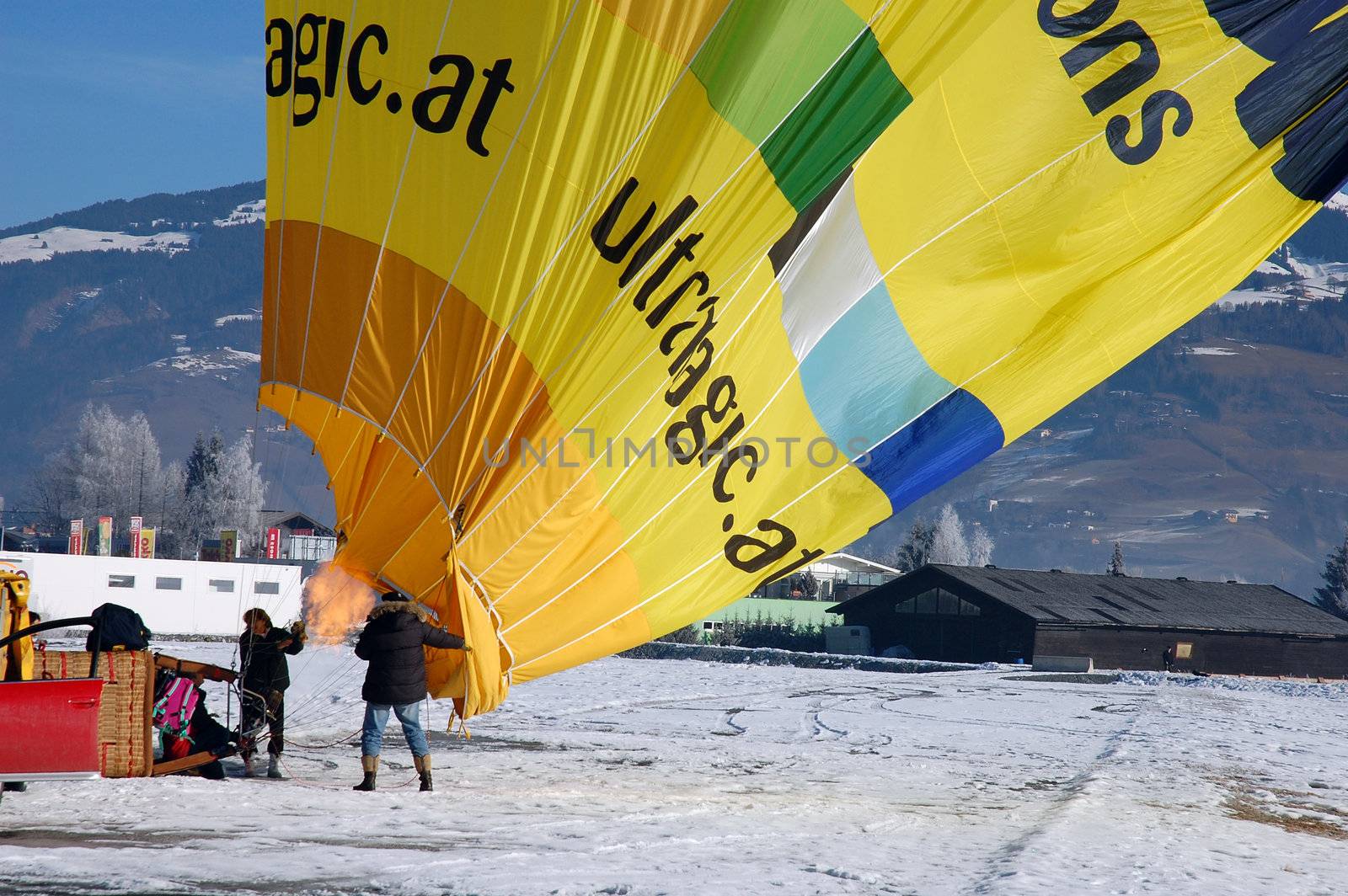 ZELL AM SEE, AUSTRIA - JAN 26: BP Gas Balloon Trophy 2010. 47 Balloon pilotes of seven nations starting for the international balloon trophy on January 26 2010 in Zell am See, Austria.