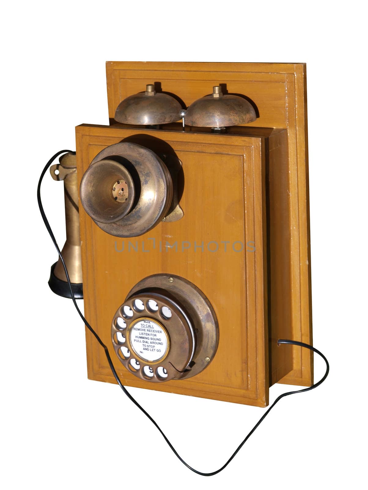 Very old Phone isolated with clipping path           