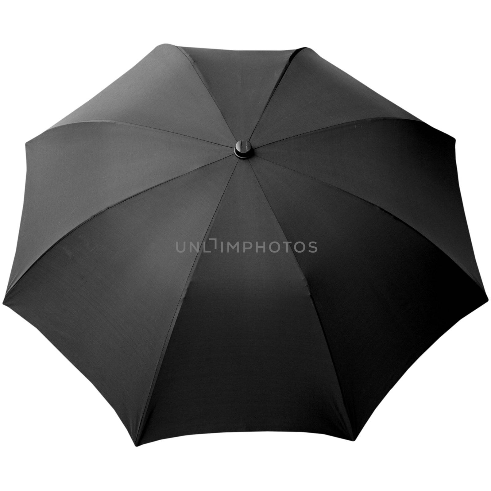 Black umbrella isolated over a white background