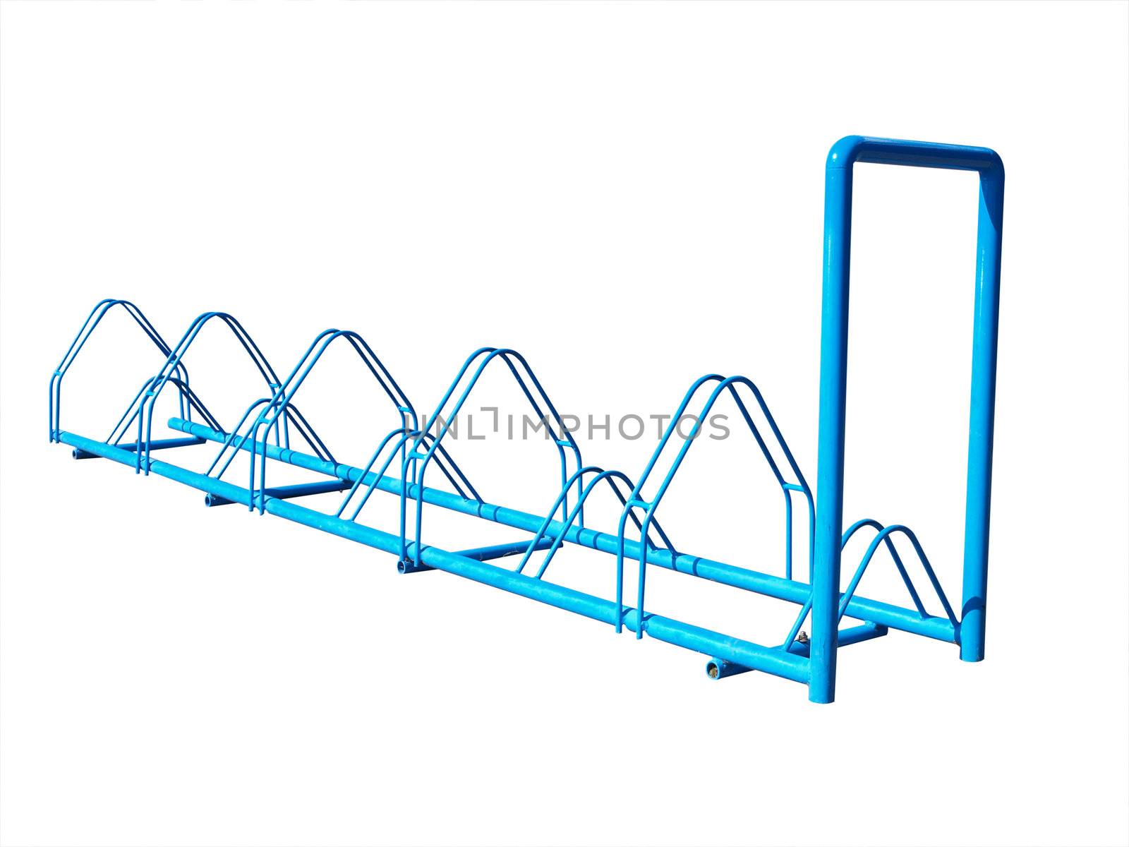 Blue Bike stand isolated with clipping path     