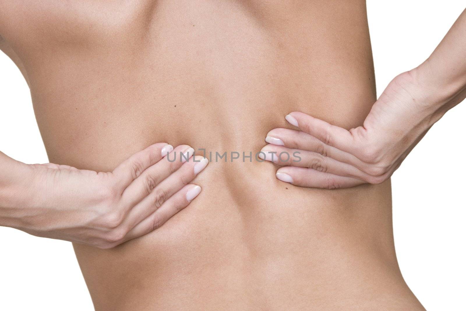 Woman massaging lower back pain by VictorO
