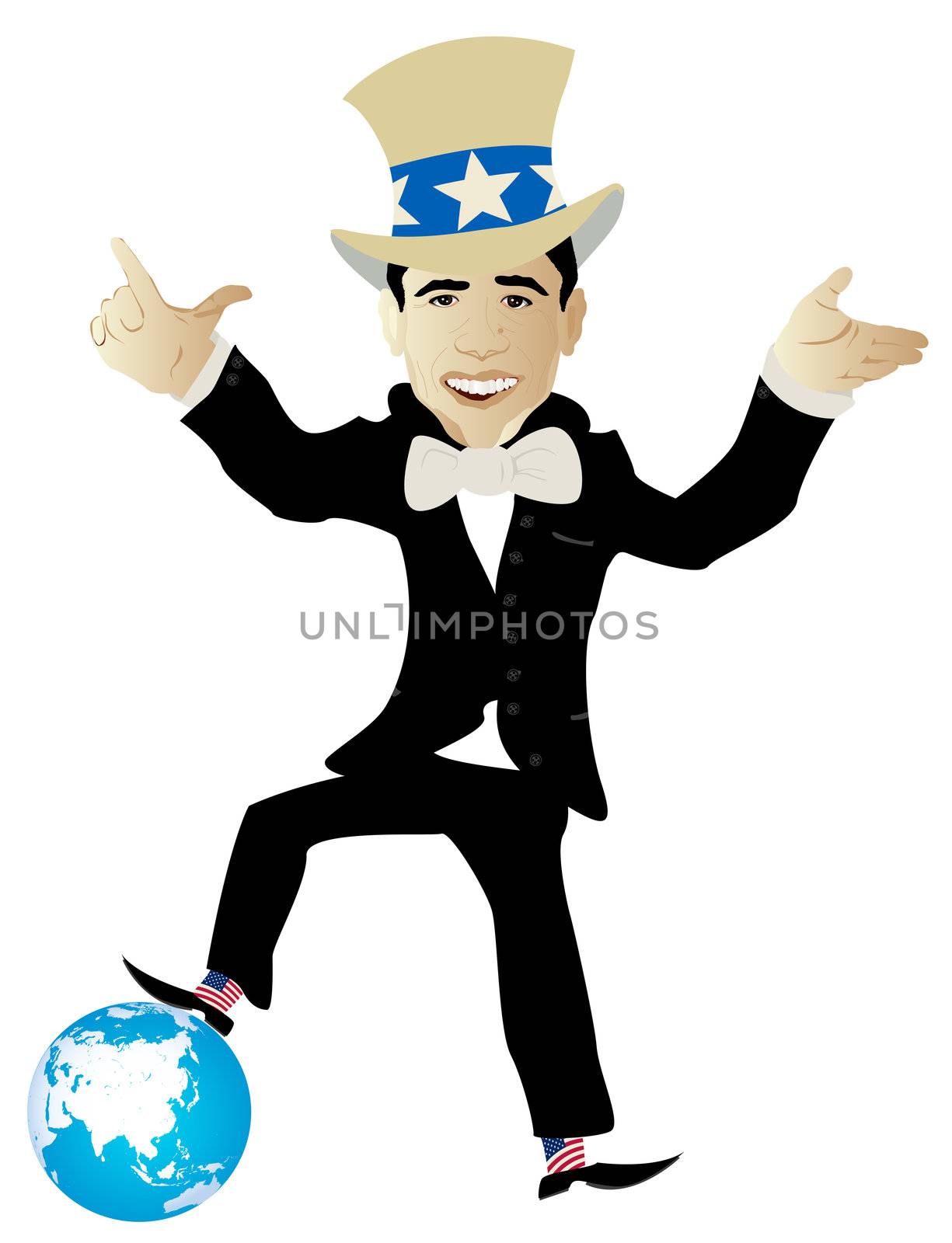 politician playing with earth globe