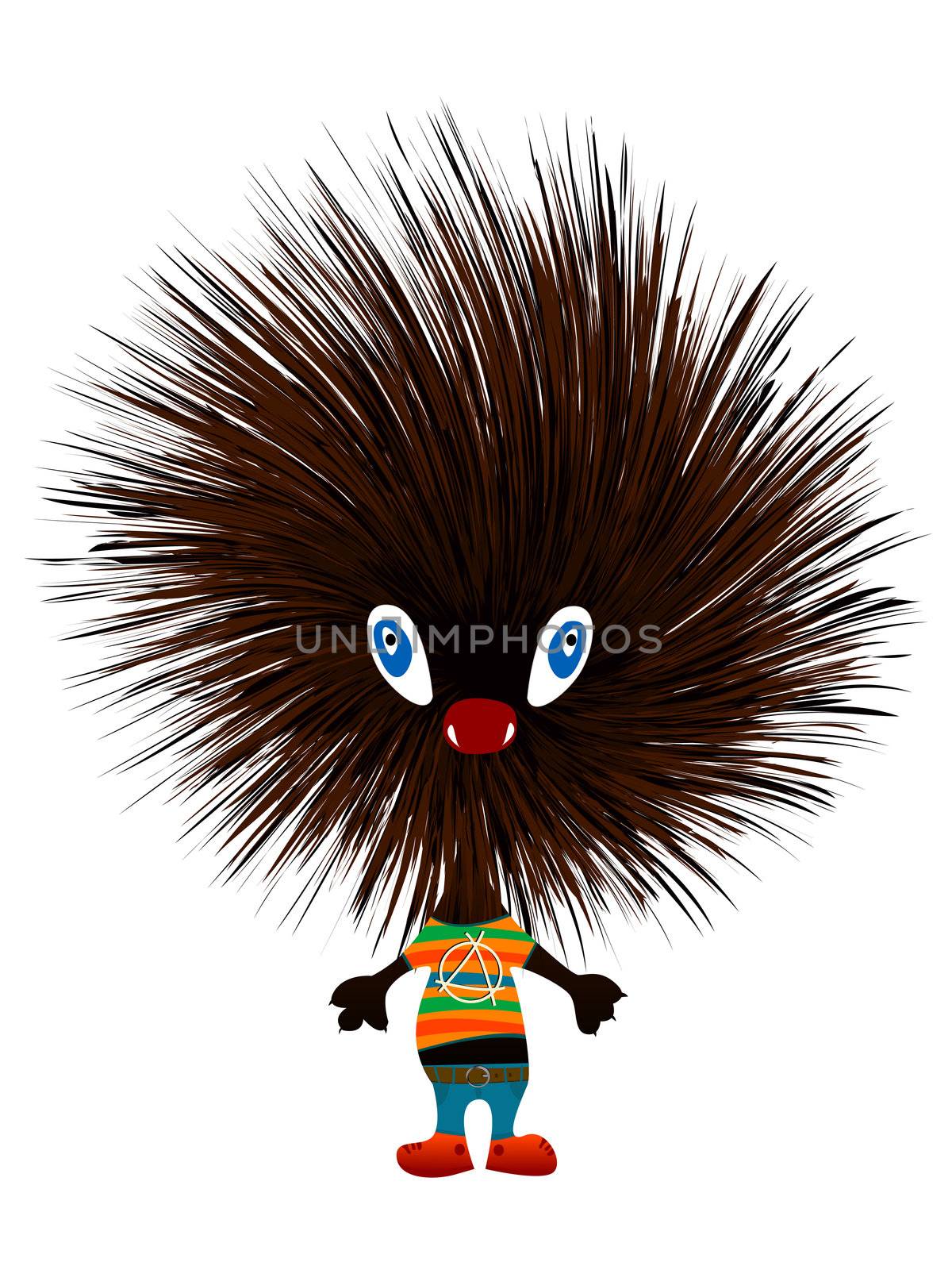 Hedgehog punk, isolated object over white background