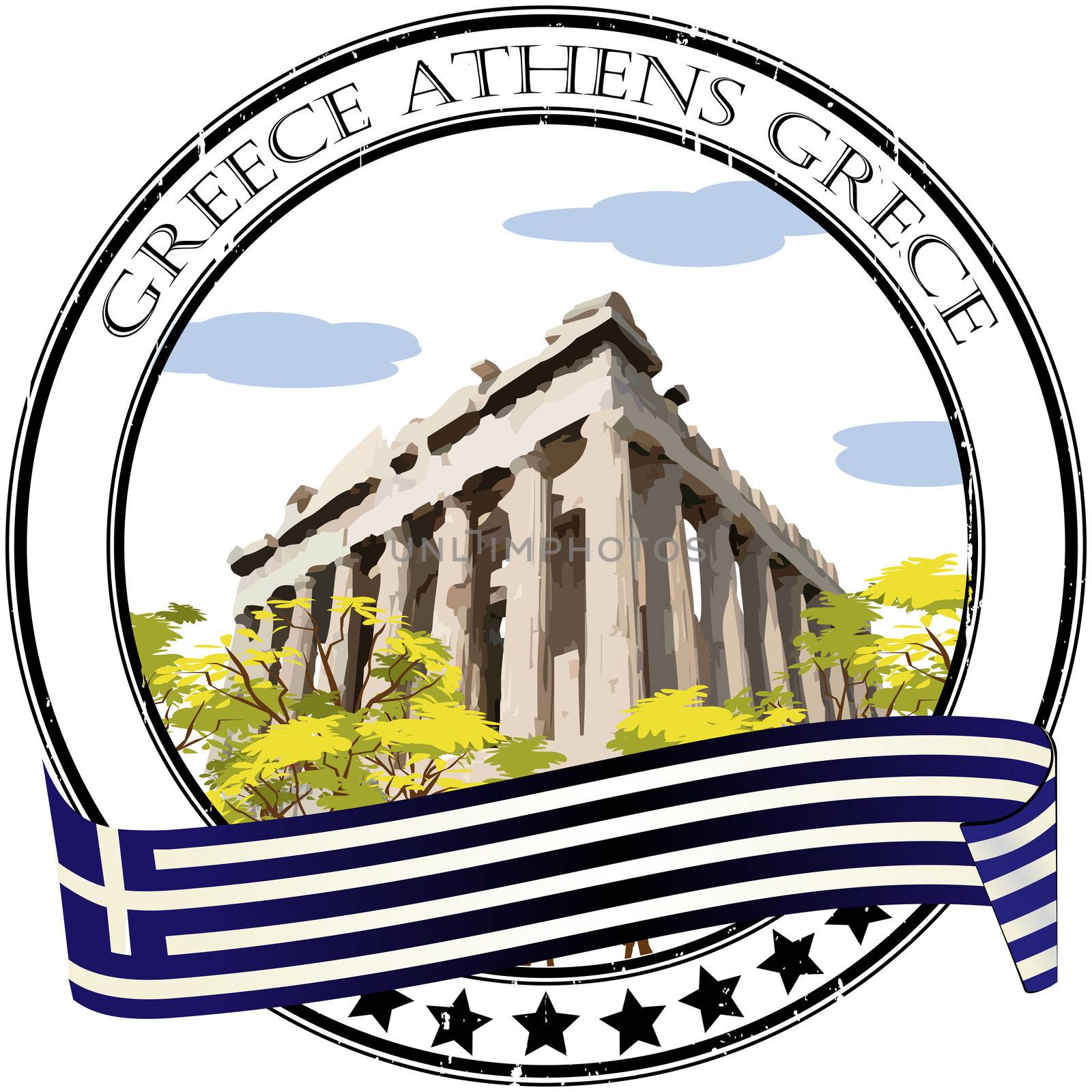 Athens grunge rubber stamp and flag