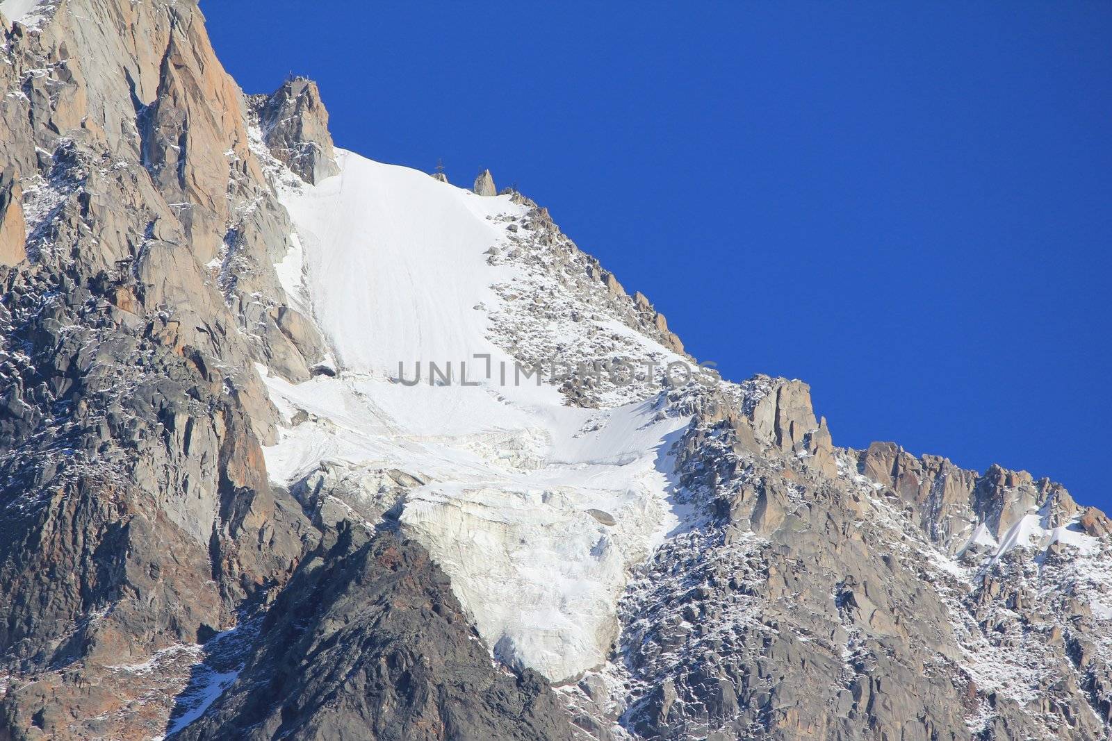 Mont-Blanc and sky blue and snow