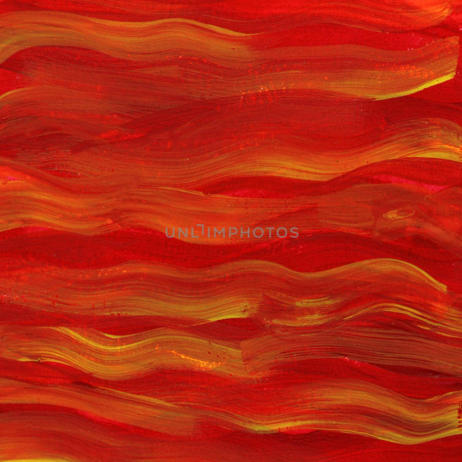 fire flame red and yellow wavy watercolor abstract by PixelsAway