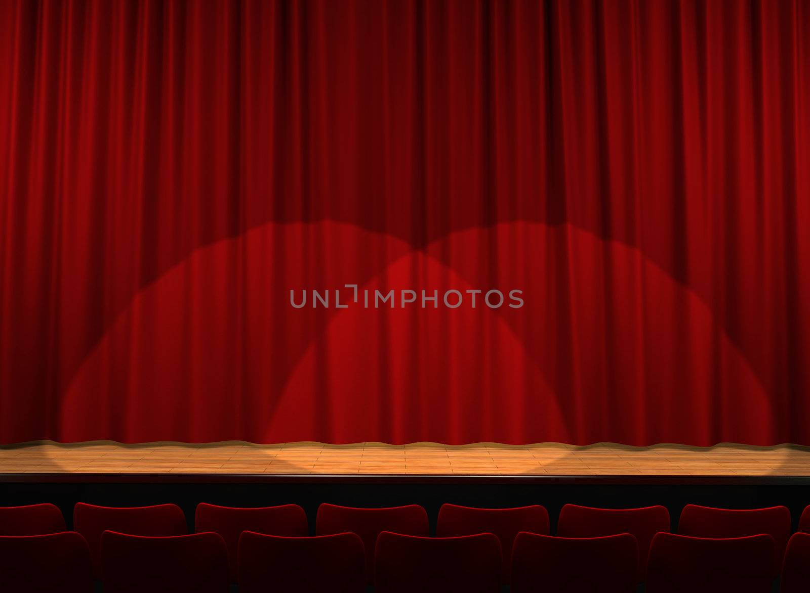 red satin curtains on theater stage
