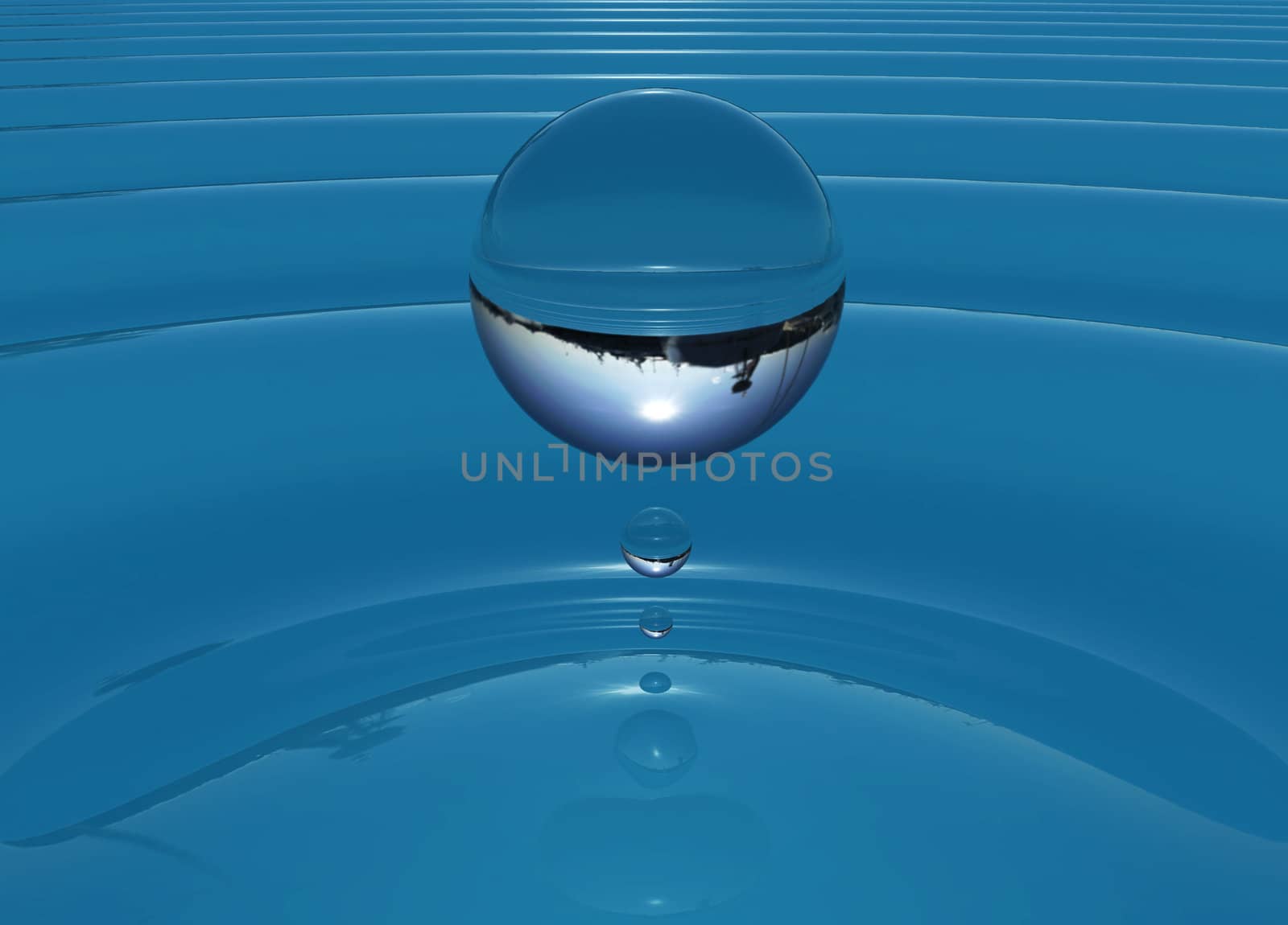 Drop of water creating ripples in water