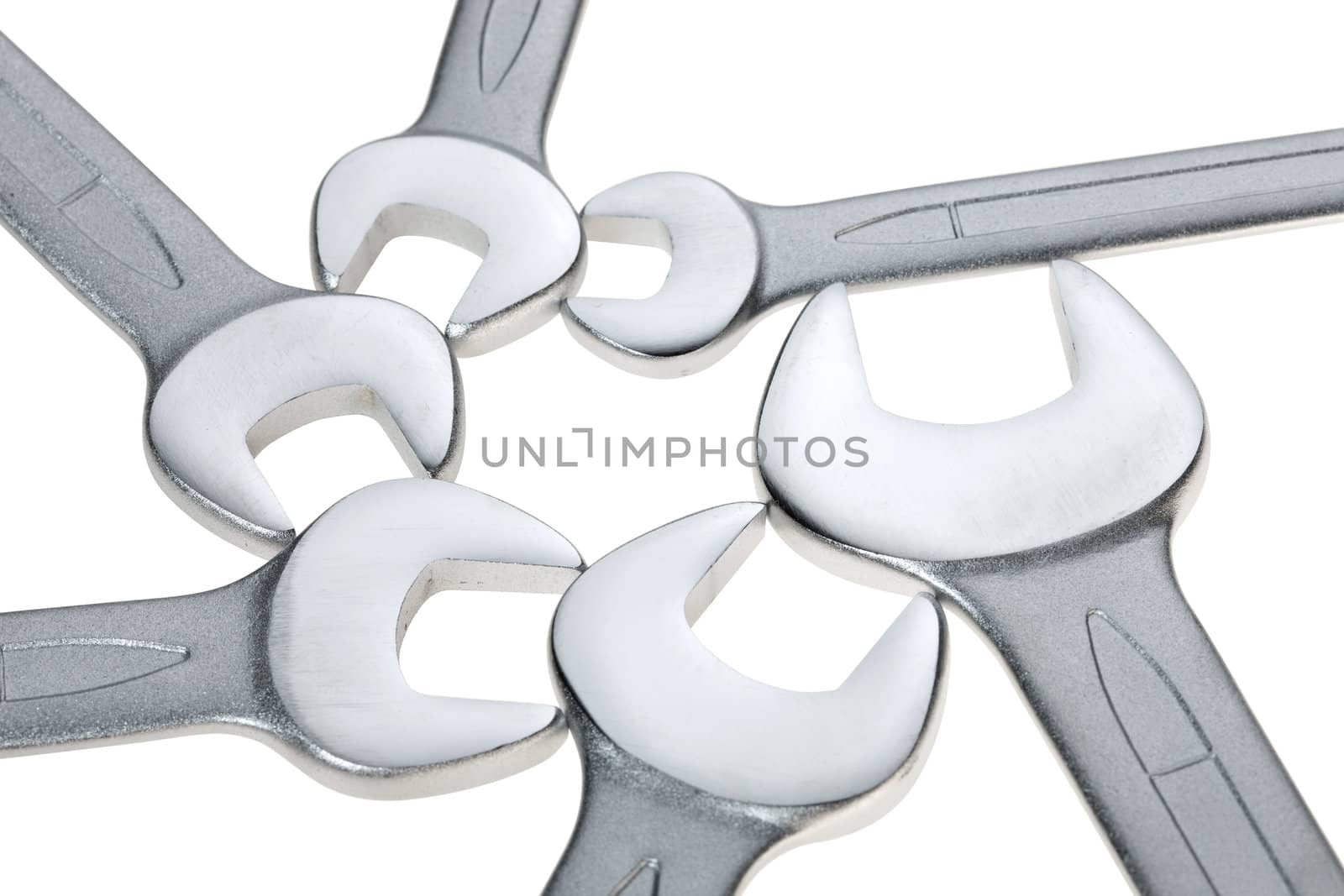 Metal snappers isolated on white. Clipping path