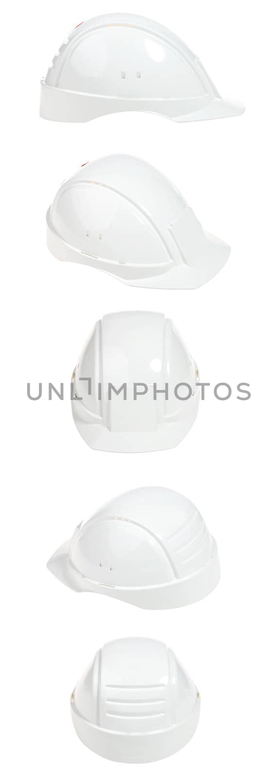 Five helmet isolated on white. Clipping path