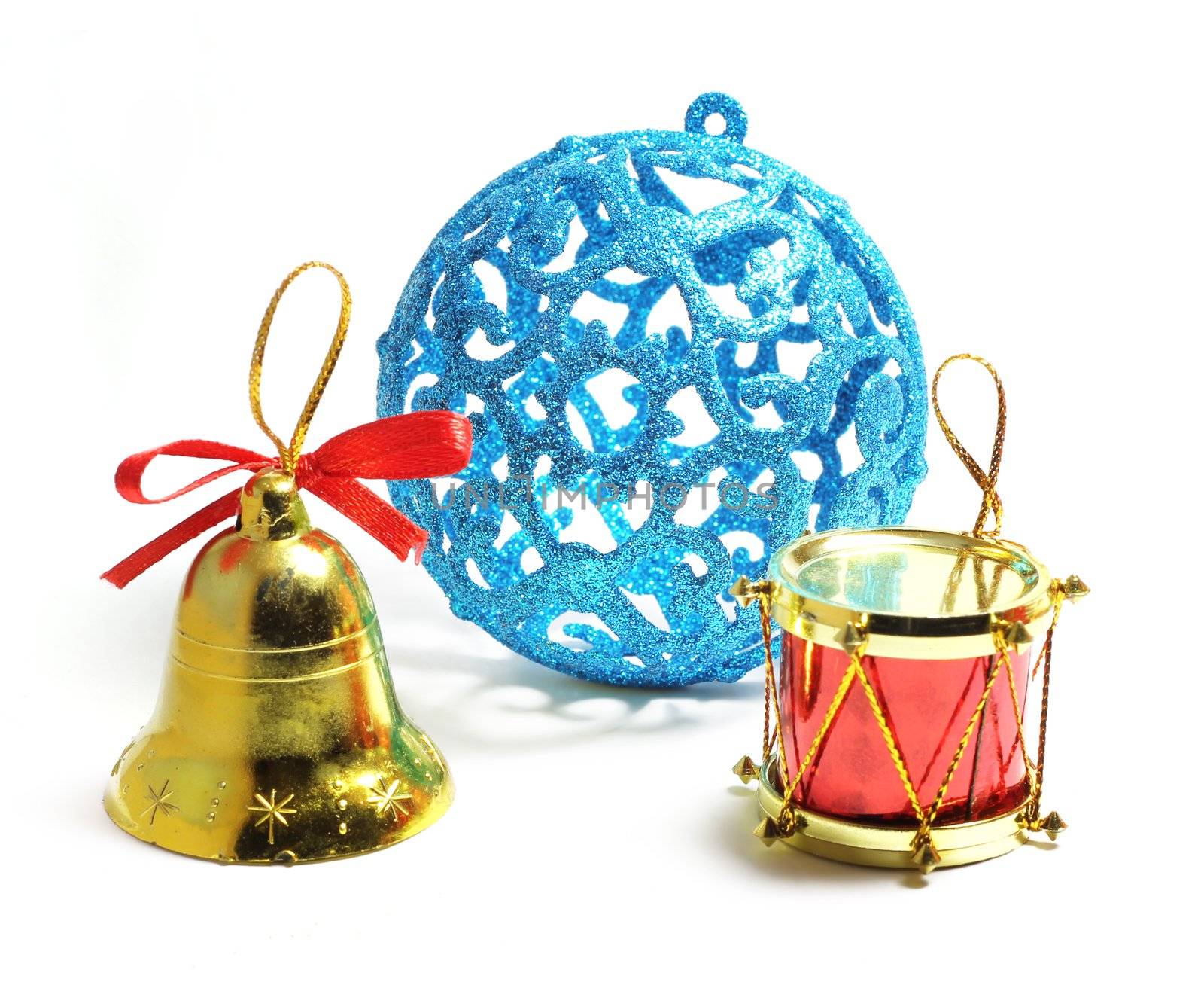 Blue Christmas ball bell with drums and bells